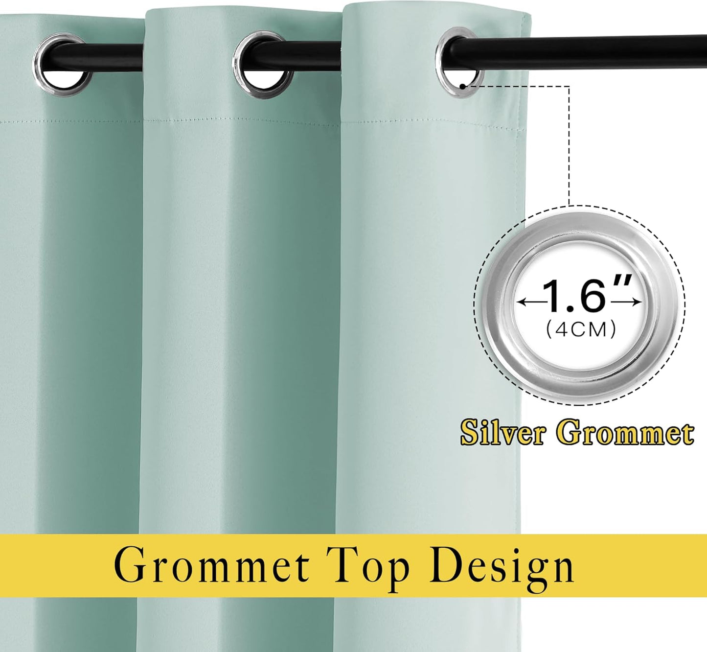 NICETOWN Blackout Aqua Blue Curtains 102 inches Long 2 Panels Burg, Grommet Thermal Curtains Light Blinds Room Darkening Window Treatments for Bedroom, 2 Panels, W52 x L102