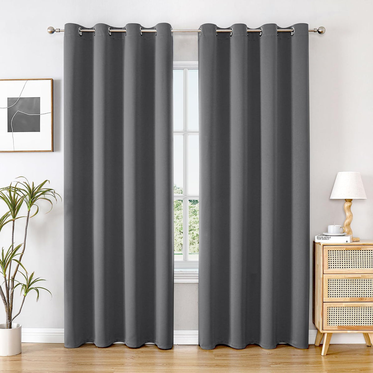 ChrisDowa Blackout Curtains 84 inches Long for Bedroom - 2 Panels Set Grommet Thermal Insulated Room Darkening Curtains for Living Room (Grey, 52 x 84 Inch)
