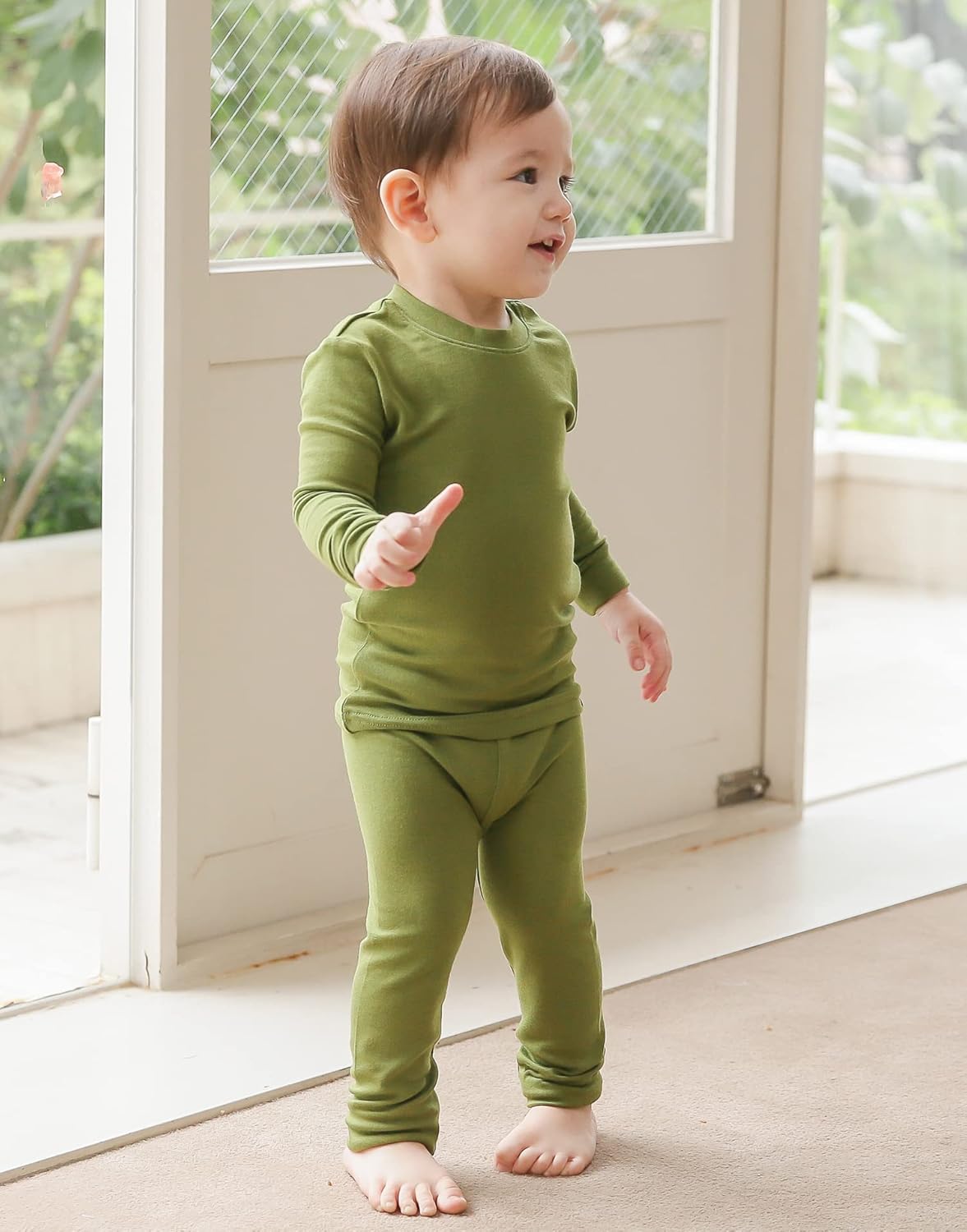 VAENAIT 6M-12Y Toddler Toddler Kids Toddler Girls Boys Soft Comfy Modal Tencel Solid Raglan Sleepwear Pajamas Pjs 2pcs Set