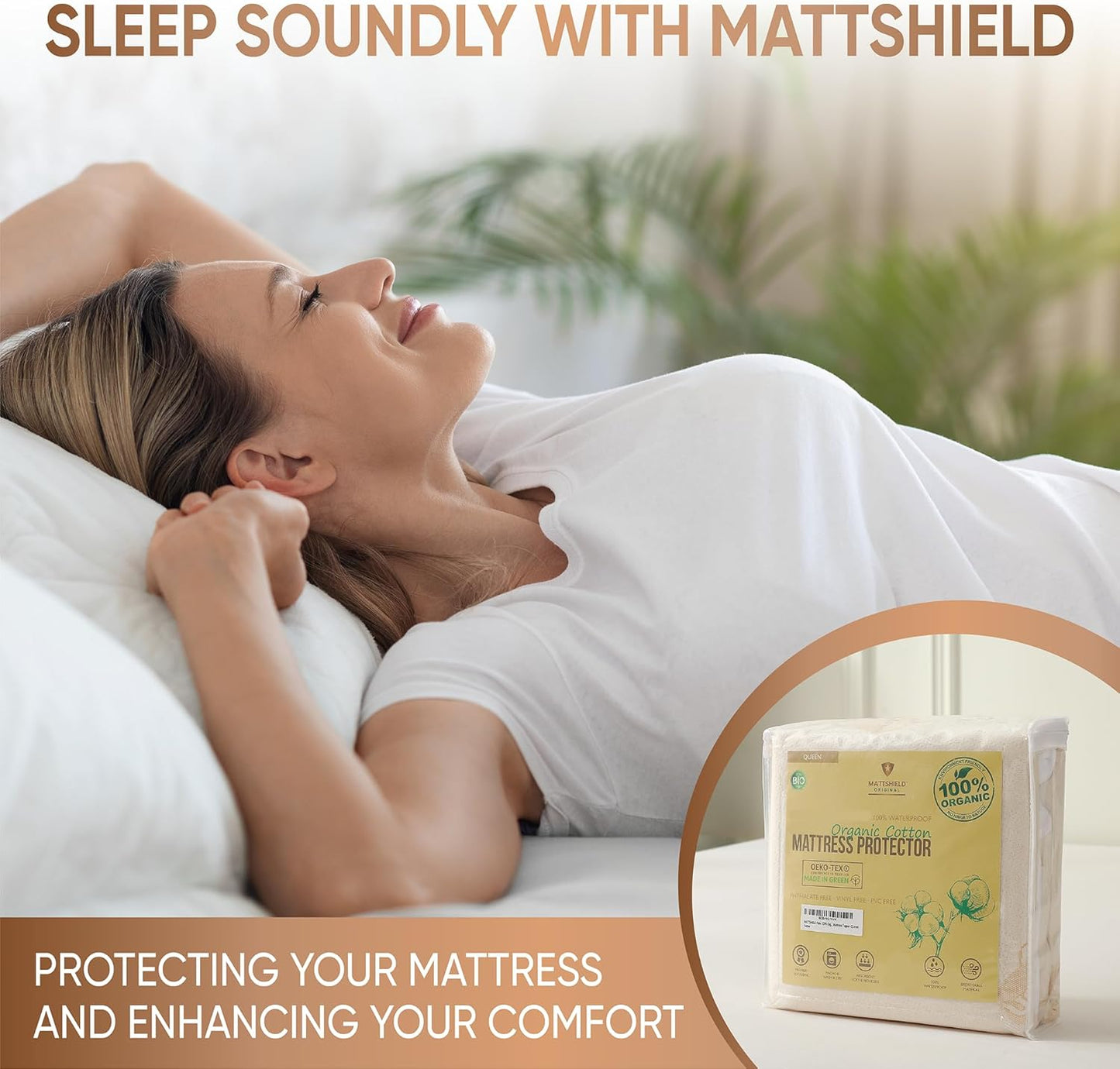 Waterproof Organic Mattress Protector Twin - Organic Cotton Breathable Mattress Pad Cover - 250 GSM Comfort - Deep Pocket - Fitted Comfort