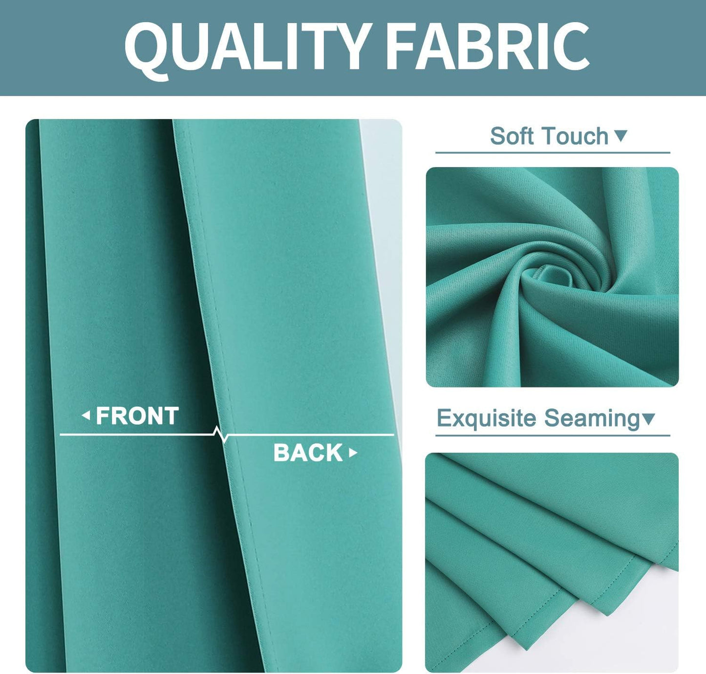 ChrisDowa Grommet Room Darkening Curtains for Bedroom and Living Room - 2 Panels Set Thermal Insulated Blackout Curtains (Teal, 42W x 84L)
