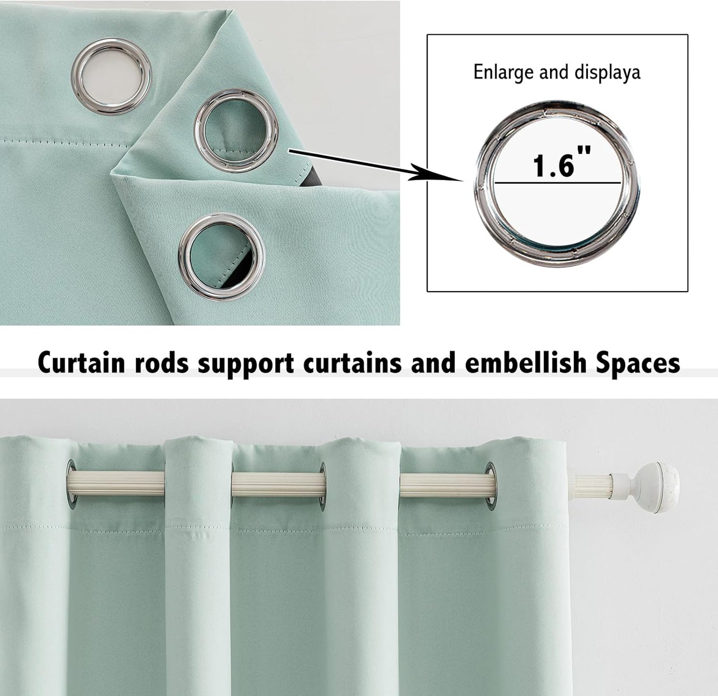 Anytime 100% Blackout Curtain Set, Thermal Insulated & Energy Efficiency Window Draperies for Guest Room, Full Shading Panels for Shift Worker and Light Sleepers（Light Blue, 2 Panels, 70W x 84L）