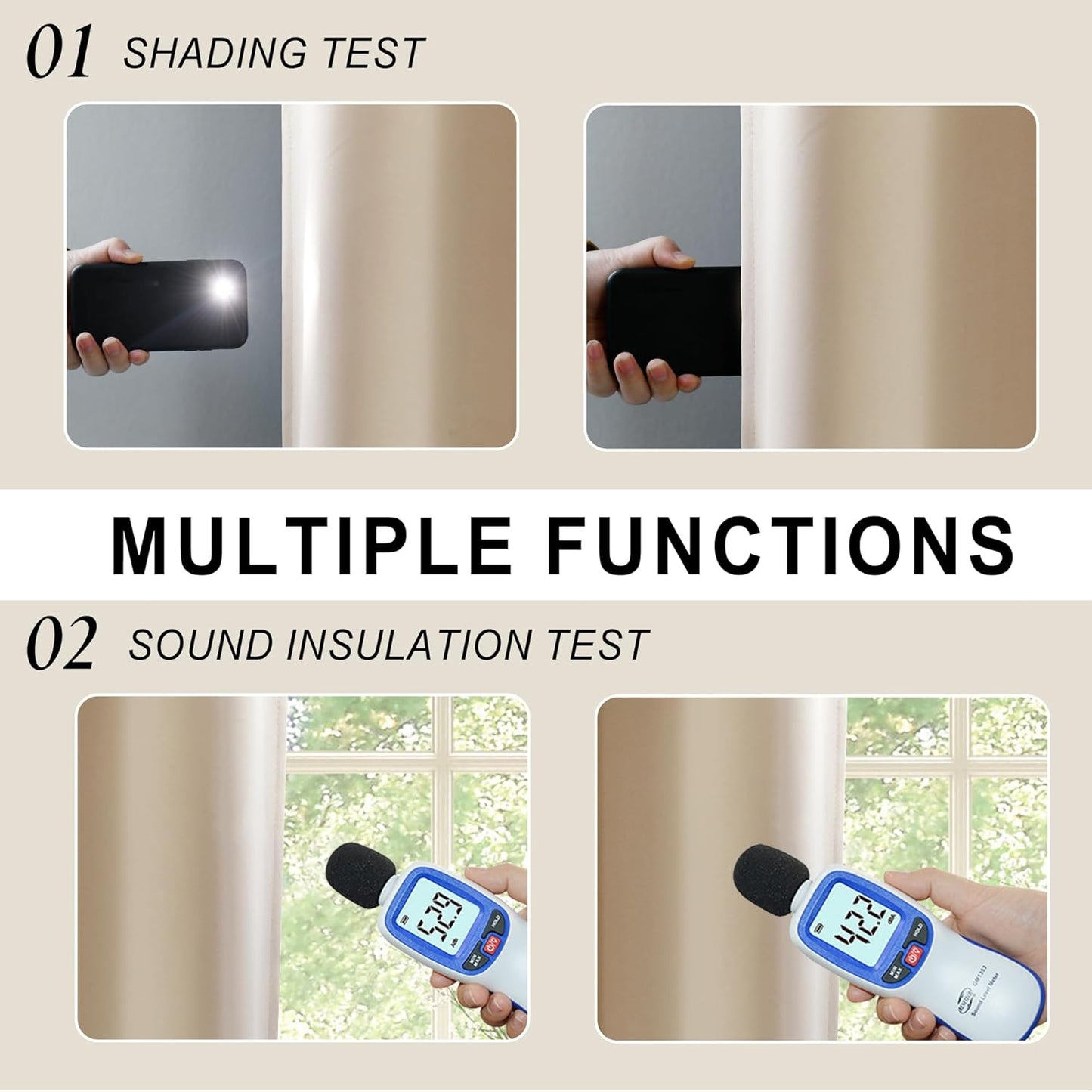 XWZO 100% Blackout Window Curtains with Tiebacks- Privacy Protection & Noise Blocking Window Draperies Rod Pocket with Black Liner for Bedroom/Living Room, Biscotti Beige, W52 x L72, Set of 2 Panels
