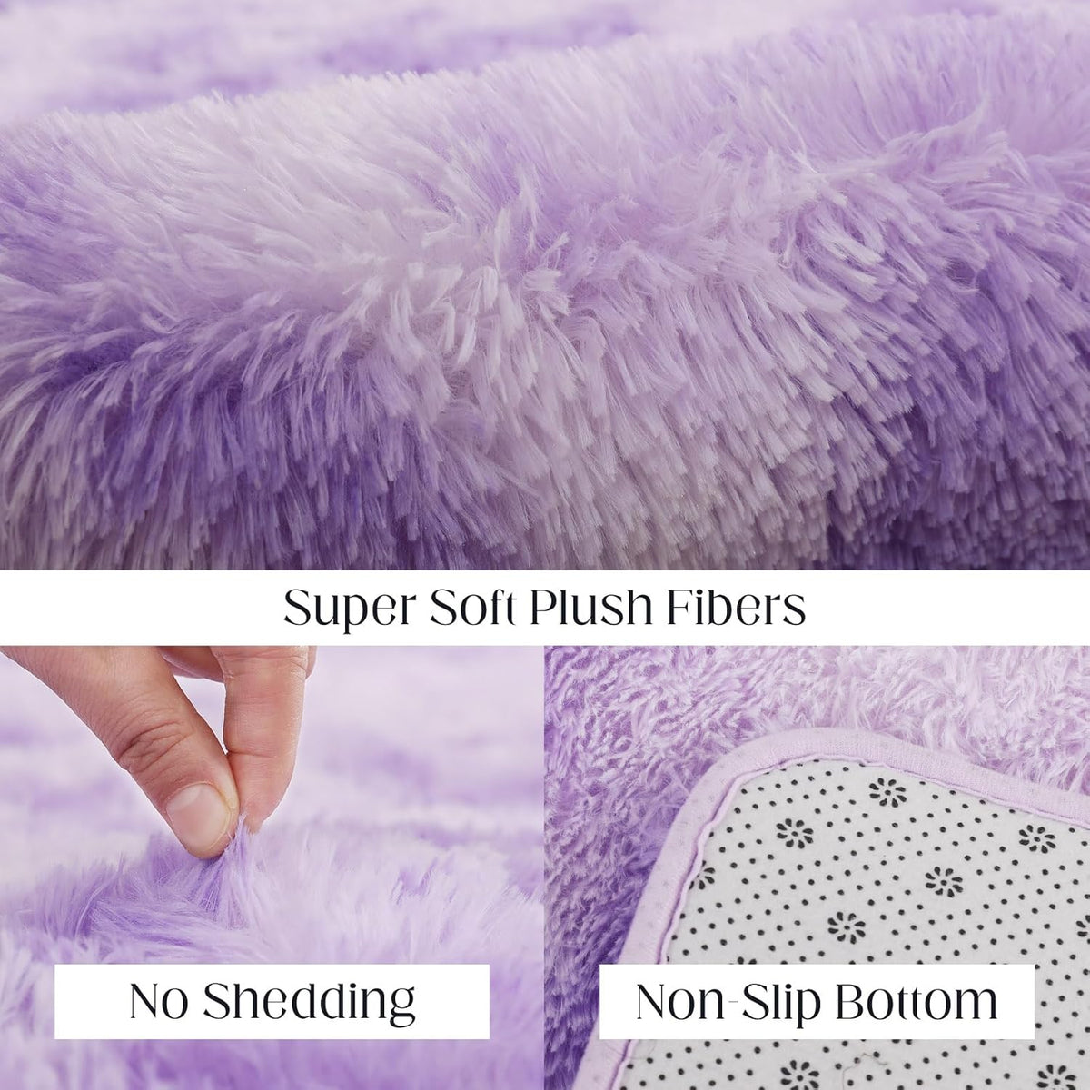 Area Rugs 8x10, Fluffy Rugs for Living Room, Ultra Soft Rugs for Bedroom, Non-Slip Indoor Carpet for Nursery, Kids Room, Playroom, Home Decor, Tie-Dyed Purple