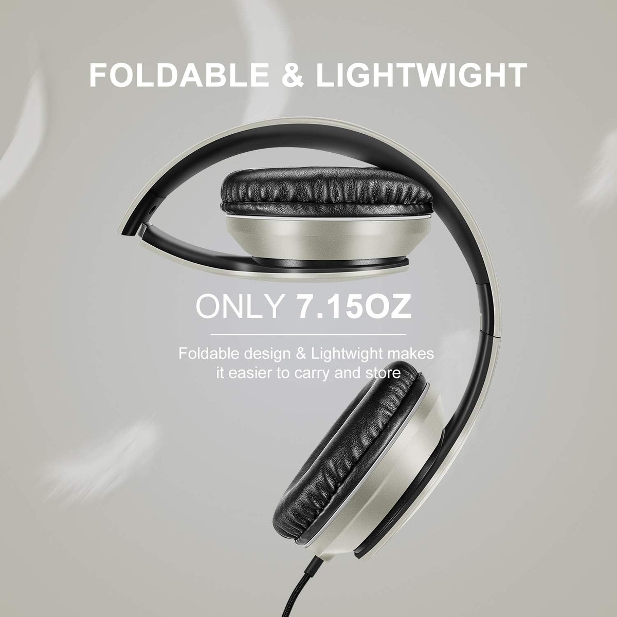 LORELEI X6 Over-Ear Headphones With Microphone, Lightweight Foldable & Portable Stereo Bass With 1.45M No-Tangle, Wired for Smartphone Tablet MP3/4