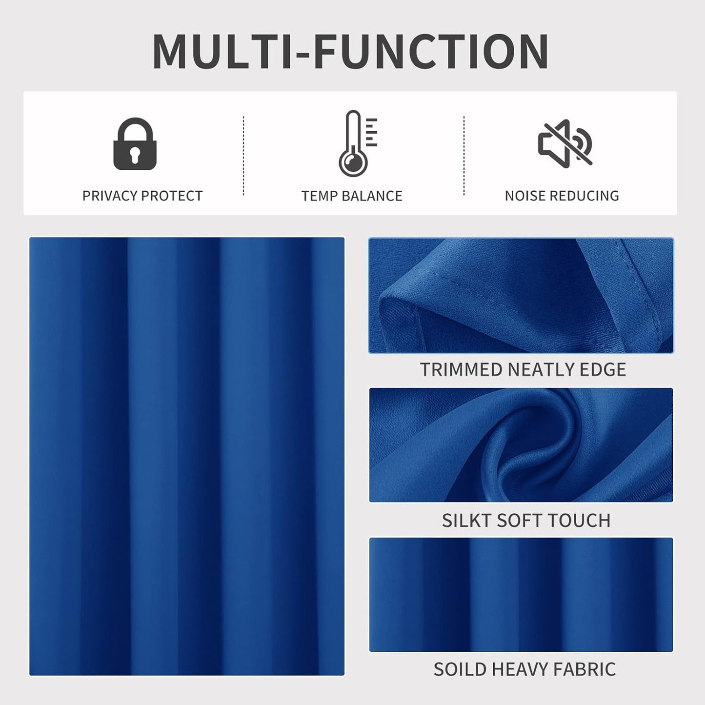 Joydeco Blackout Curtains 45 Inch Length 2 Panels Set, Thermal Insulated Long Curtains& Drapes 2 Burg, Room Darkening Grommet Drapes for Living Room Bedroom Window (W52 x L45 Inch, Royal Blue)