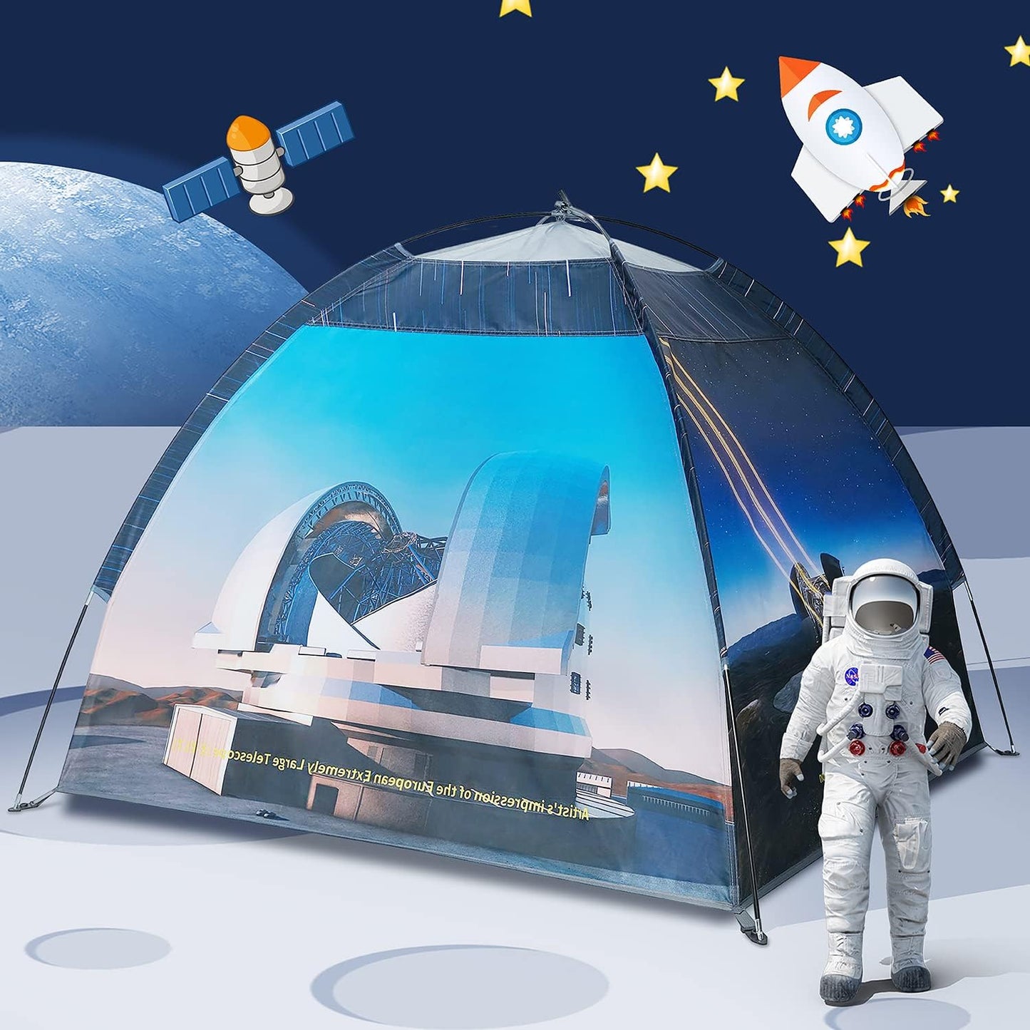 Magnetic Kids Play Tent - 61'x61'x45' Imaginative Popup Dome Playhouse for Kids Indoor/Outdoor Fun - Observatory Space Theme