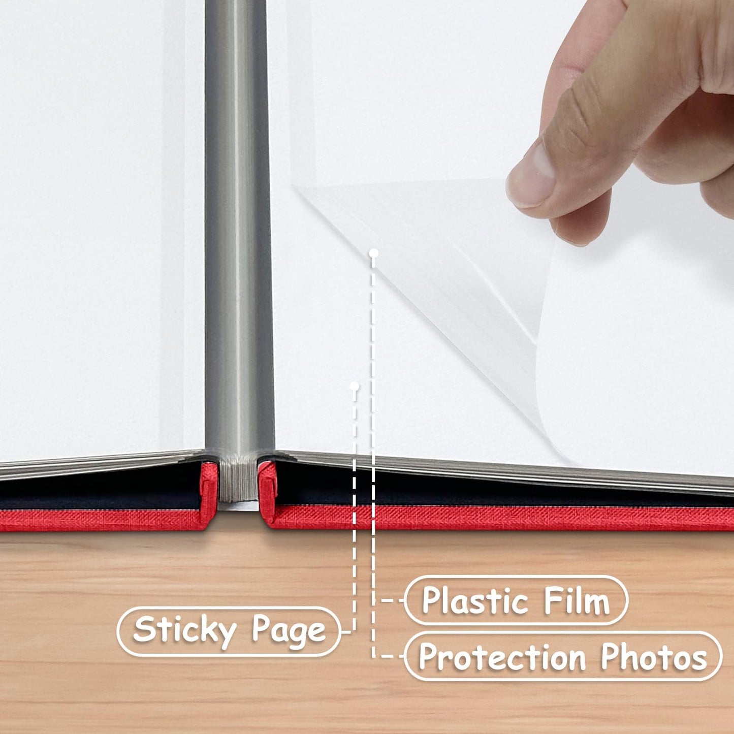 Large Photo Album Self Adhesive Scrapbook Album for 4×6 8×10 Pictures DIY Magnetic Linen Cover Album 60 Pages for Family Wedding Gifts with Metal Pen and Plastic Board