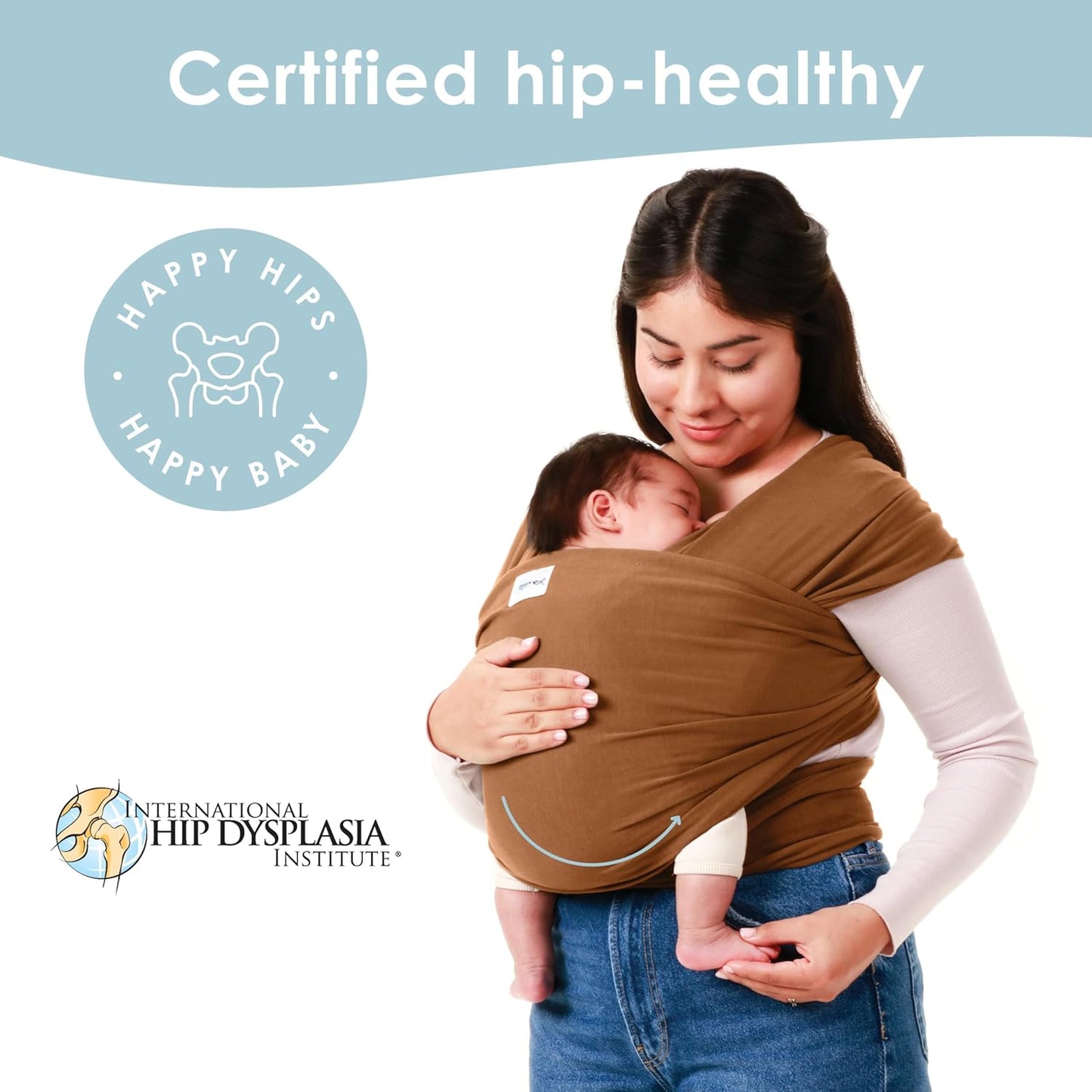 Sleepy Wrap Stretchy Ergonomic Baby Carrier Sling for Newborns to Toddlers - Hands-Free Lightweight Baby Wrap 7-35 lbs (Cinnamon)