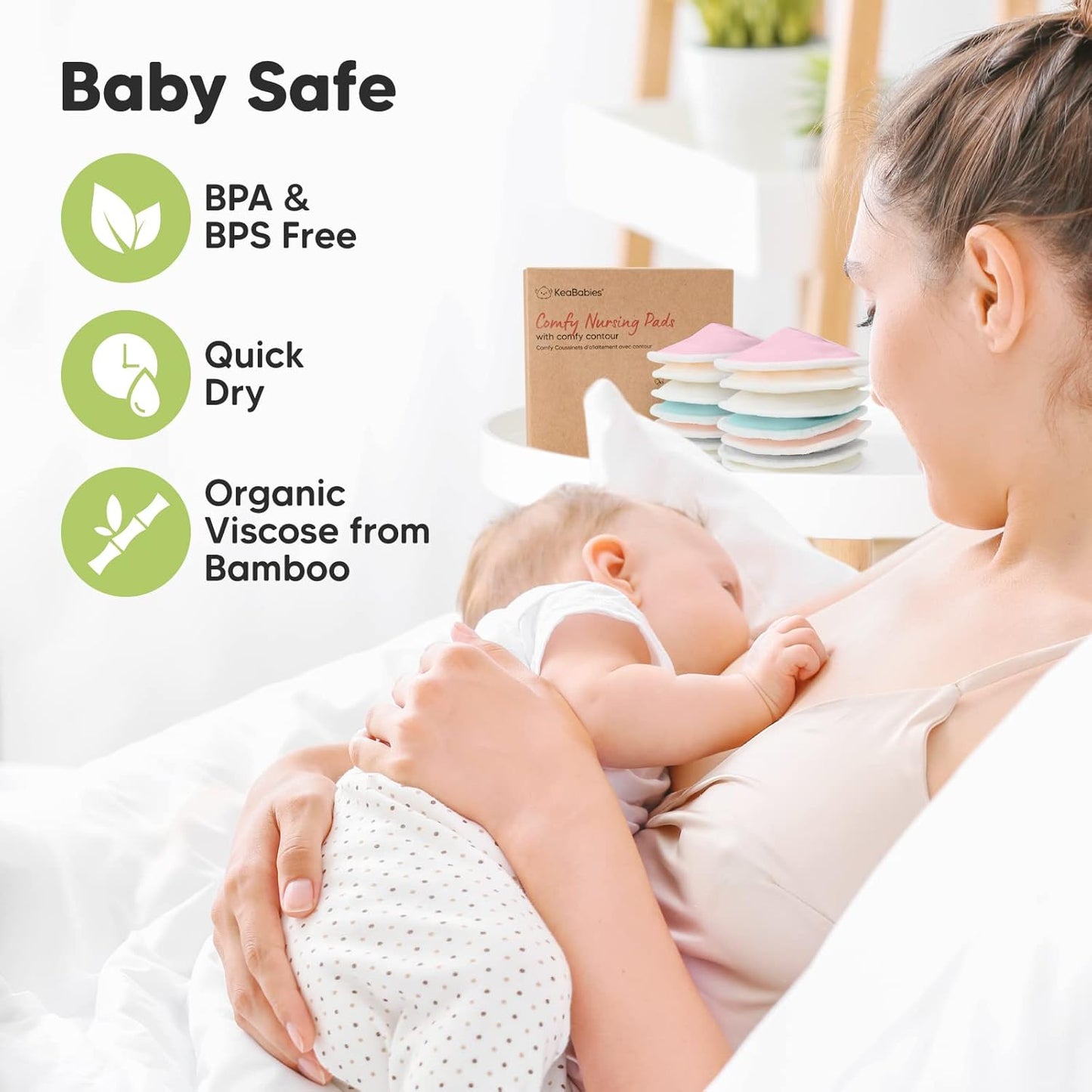 Organic Nursing Pads - 14 Washable Viscose Derived from Bamboo Breastfeeding Pads, Wash Bag, Reusable Breast Pads for Breastfeeding, Nipple Pads for Breastfeeding Essentials(Pastel Touch, M 3.9")