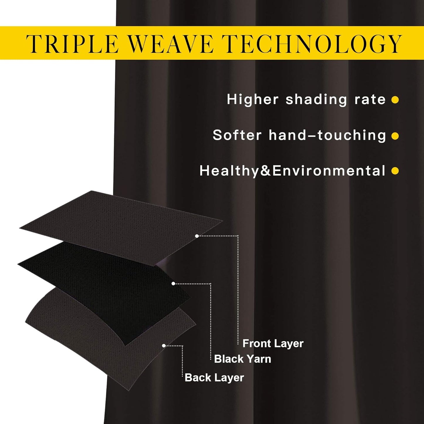 NICETOWN Blackout Curtains Panels for Window - Triple Weave Energy Saving Thermal Insulated Solid Grommet Blackout Drapes for Kitchen (1 Pair, 52 inches by 63 Inch, Toffee Brown)
