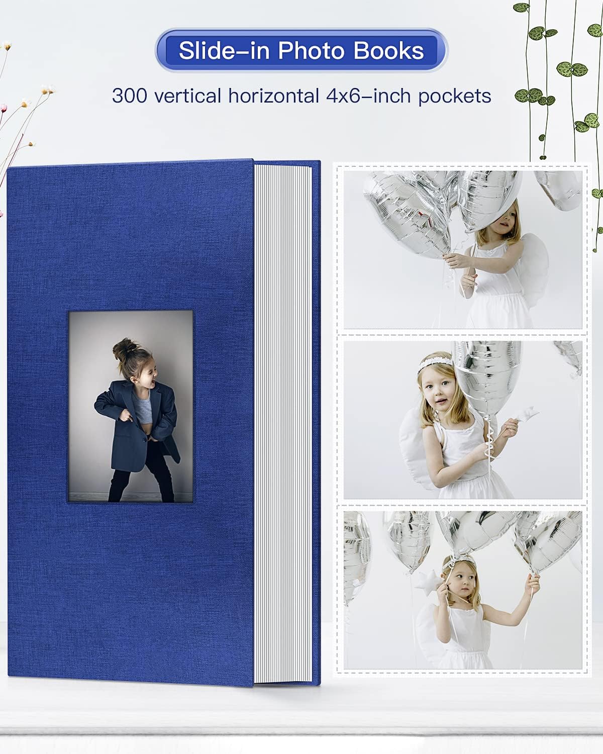 popotop Photo Album 4x6-300 Photos Linen Cover Photo Books with 300 Horizontal Pockets,Slip-in Picture Albums for Family Wedding Anniversary Baby Vacation Pictures