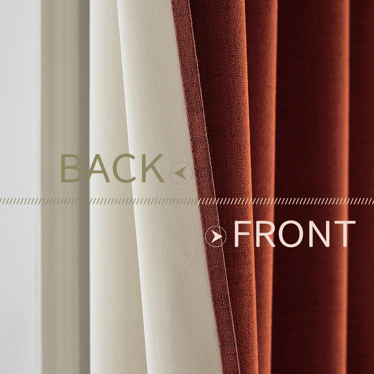 MIULEE 100% Blackout Linen Curtains for Bedroom Thermal Insulated Burnt Orange Grommet Room Darkening Curtains & Drapes Rust Terracotta Fall Decor for Living Room Nursery 52 x 108 Inch (2 Panels)