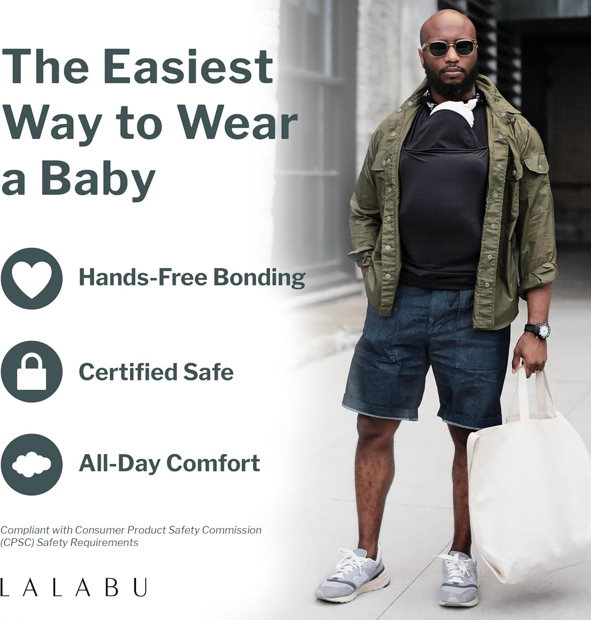 Lalabu The Dad Shirt | Hands-Free Baby Carrier for Dad with Kangaroo Pouch | Engineered for Bonding, Safety, & Comfort for Newborns Up to 15 Lbs. | CPSC Compliant