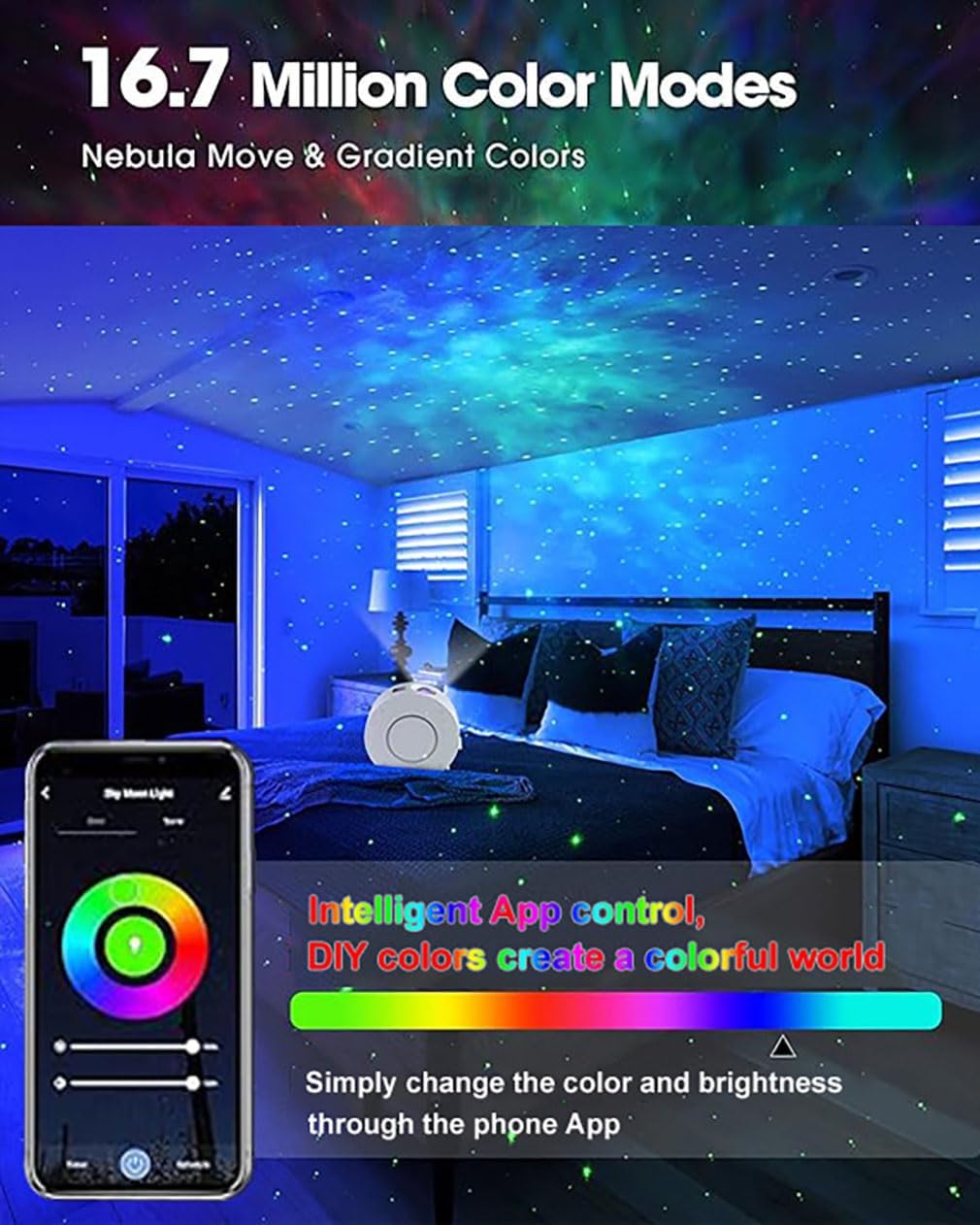 Galaxy Projector for Bedroom, Star Projector,Smart APP Memory Setting, Compatible with Alexa & Google Home, for Kids Adults Bedroom,Room Decor,Game Room,Party (Yellow Star+Remote)