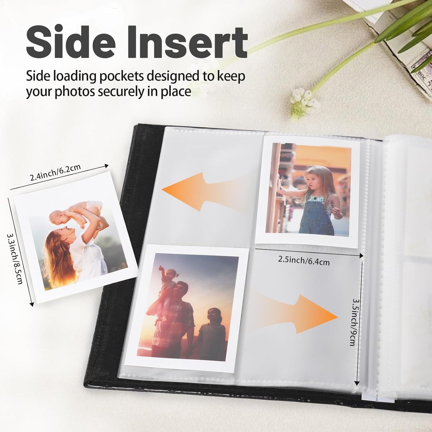 RECUTMS Photo Album 208 Photos for Fujifilm Instax Mini Camera, 2x3 Inch Photo Album, Leather Cover with Window, for Instax Mini 12 11 9 40 90 8 7 Evo LiPlay Instant Camera (Grey)