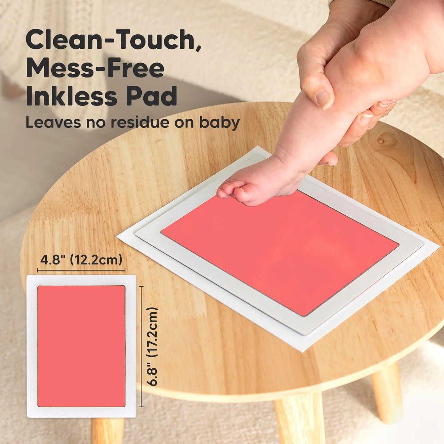 1-Pack Inkless Baby Hand and Footprint Kit - Mess Free Ink Pad for Newborn Keepsake, Dog Nose & Paw Print Kit, Clean Touch Ink Pad for Baby Hand & Footprints, Ideal New Mom Gifts (Candy Pink, J)