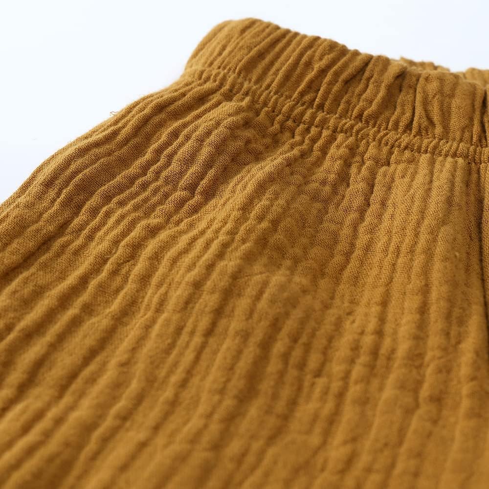 MYGBCPJS Baby Boys Girls Cotton Linen Trousers Kids Casual Ankle Pants Loose Long Bloomers