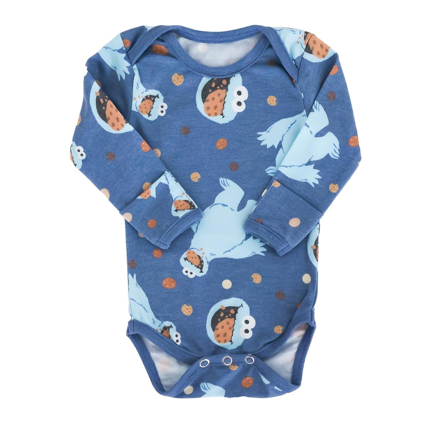 Copper Pearl Long Sleeve Bodysuit Baby: Ultra Soft Baby for Newborns, Boys, and Girls - Stylish, Comfortable, Overlap Shoulders, Premium Knit Fabric - 12-18 Months, Cookie Monster