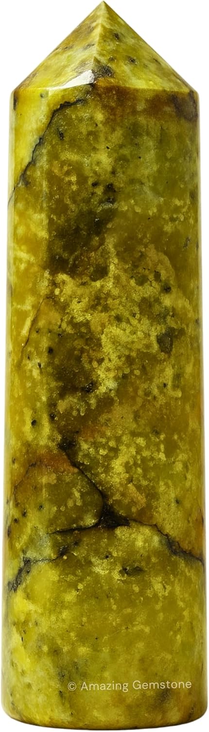 Amazing Gemstone Green Opal Crystal Towers - Natural Healing Crystal Point Obelisk for Reiki Healing and Crystal Grid (3 Inch)