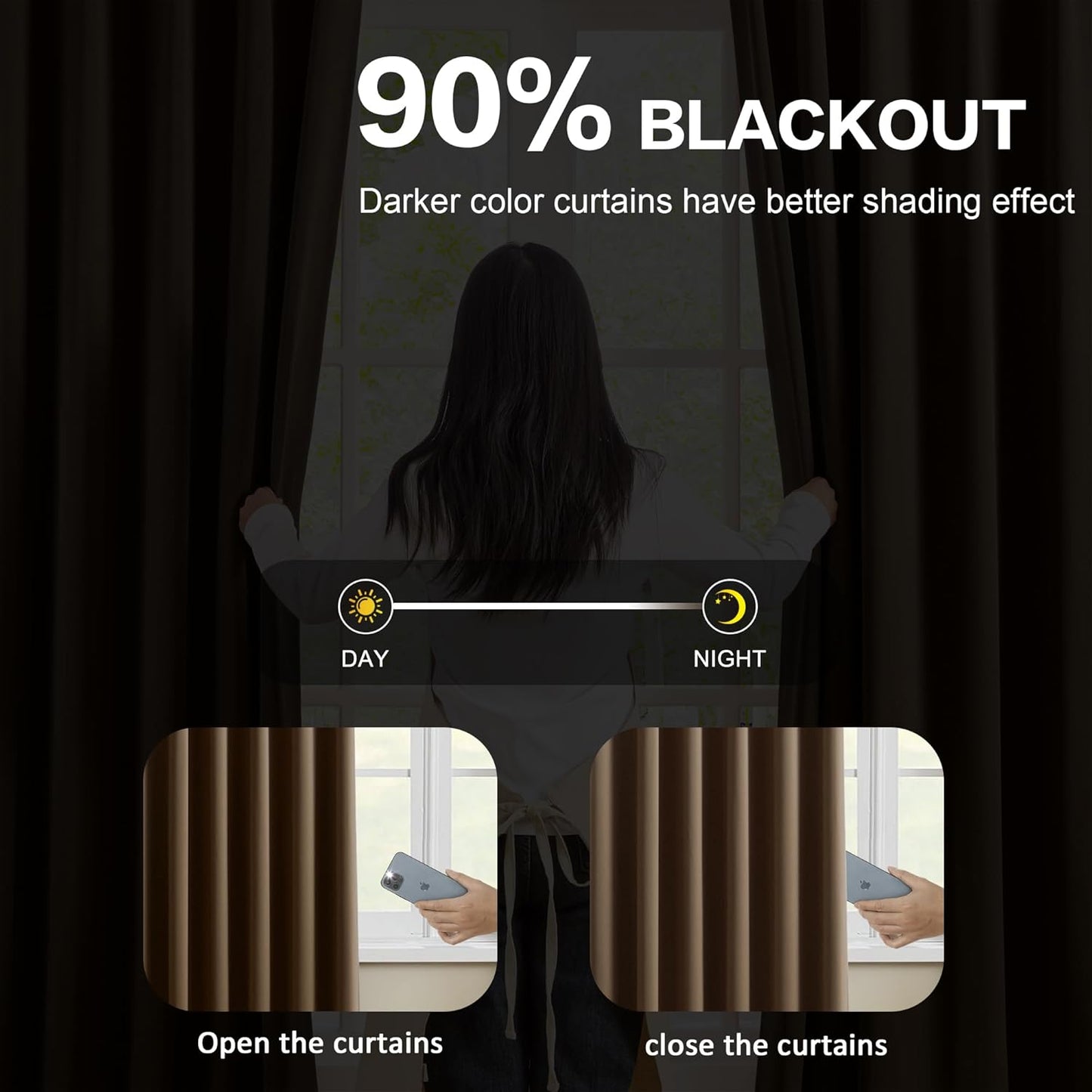 Brown Blackout Curtains 144 Inches Long 12 feet Tall, Extra Long Pinch Pleats Living Room Curtains Thermal Pleated Curtains Panels Drapery for Home, Hotel, Office, 40" W x 144" L, Set of 2