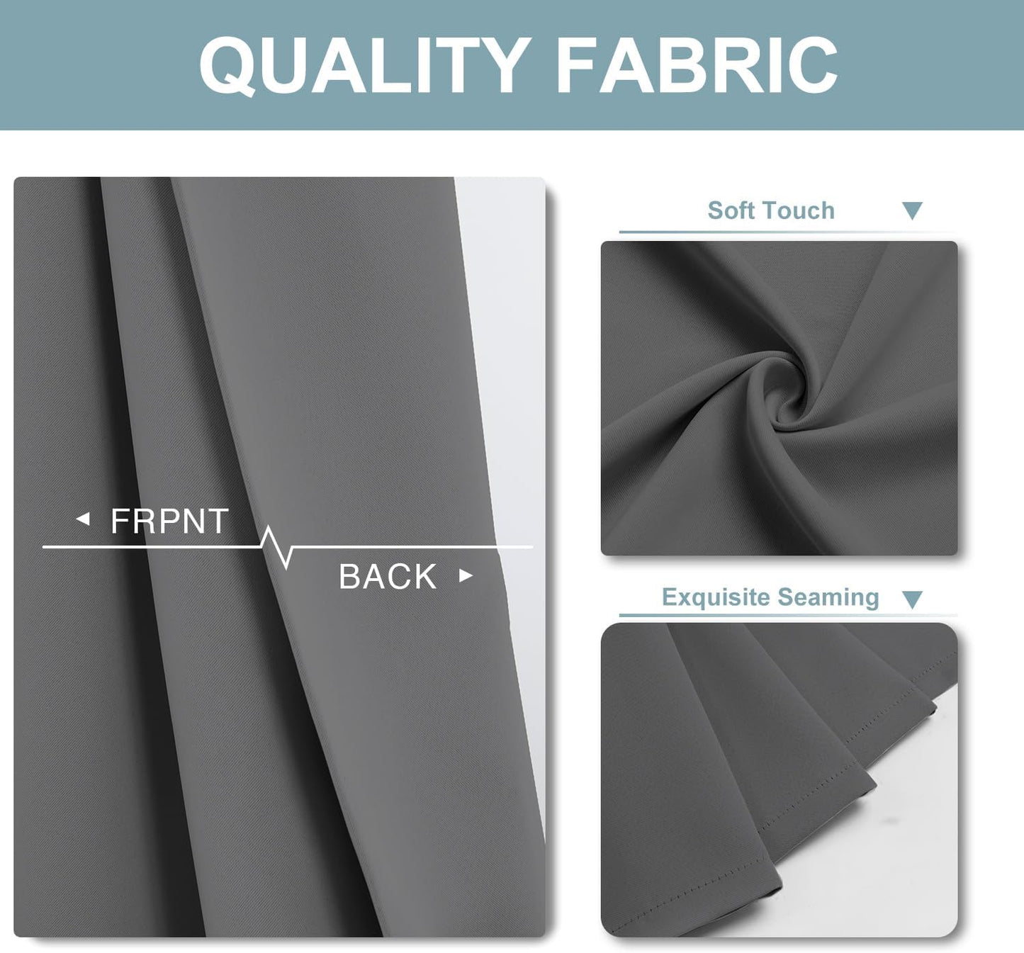 ChrisDowa Blackout Curtains 45 inches Long for Bedroom - 2 Panels Set Grommet Thermal Insulated Room Darkening Curtains for Living Room (Grey, 52 x 45 Inch)