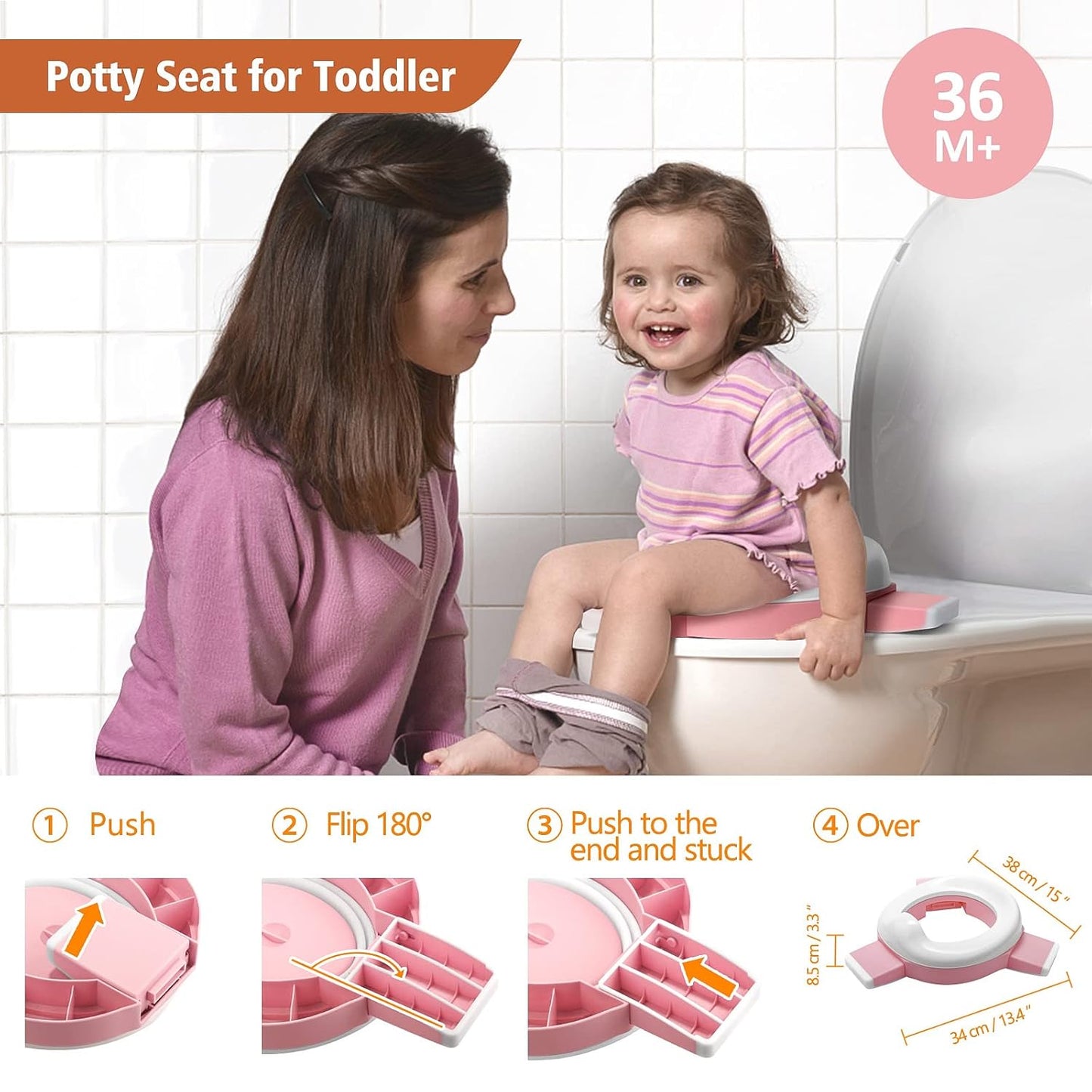 MCGMITT Portable Potty Seat for Kids Travel - Foldable Training Toilet Chair for Toddler Girls with Storage Bags for Outdoor and Indoor Easy to Clean(Pink)