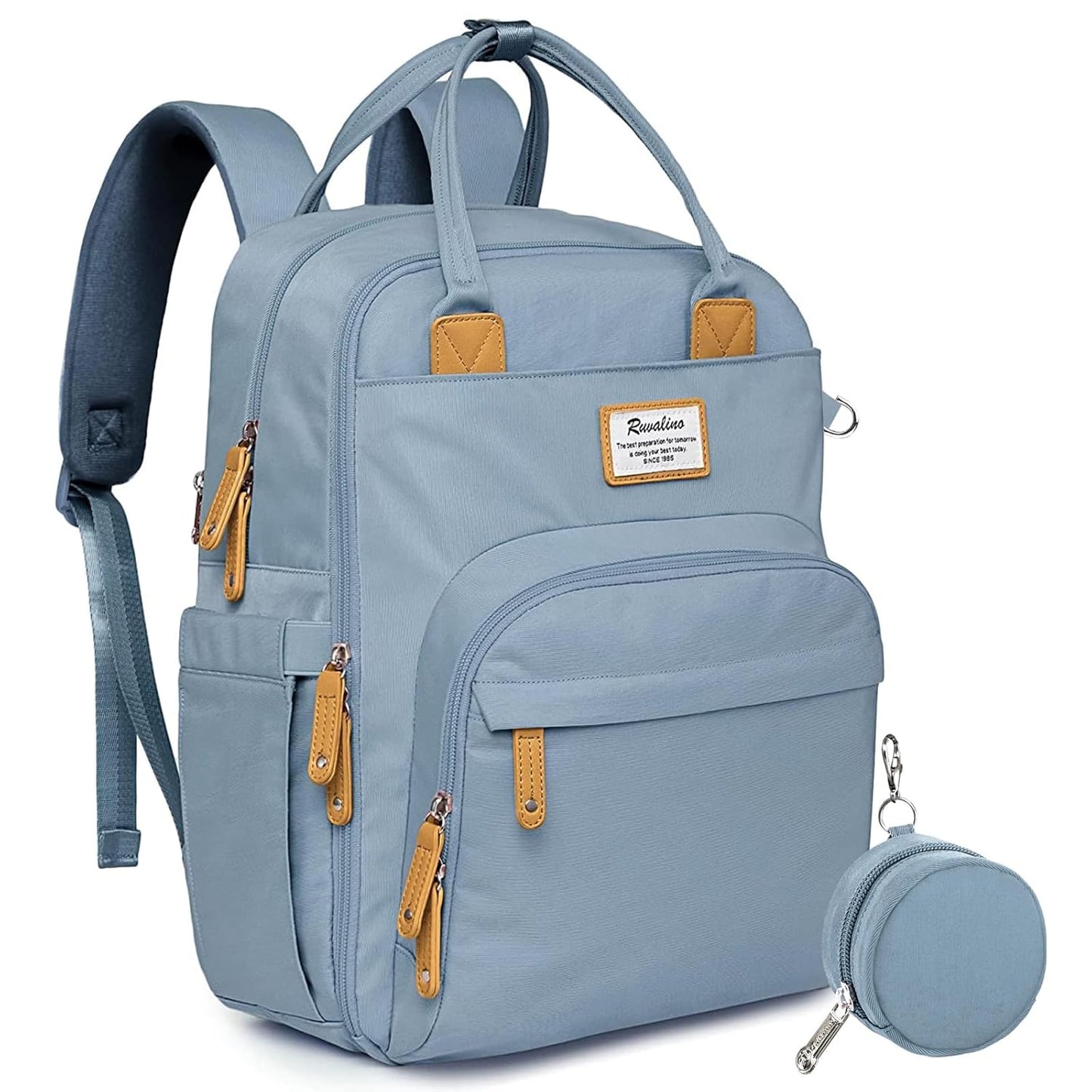 RUVALINO Diaper Bag Backpack-Multifunction Baby Travel Bag with Changing pad, Insulated Bottle Holders & Pacifier Case, Large Capacity, Waterproof, Sky Blue