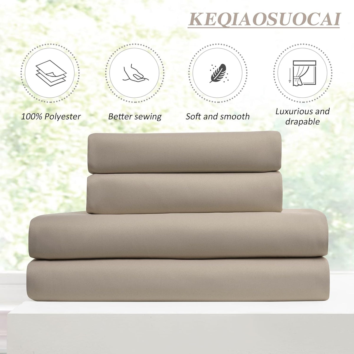 KEQIAOSUOCAI 60 Wide Pinch Pleated Window Curtain Panels 105 Inches Long Custom Made Pleated Curtains Hooks Track Privacy Memory Shape Drape for Living Room,Khaki, Set of 2=120 Inch Wide