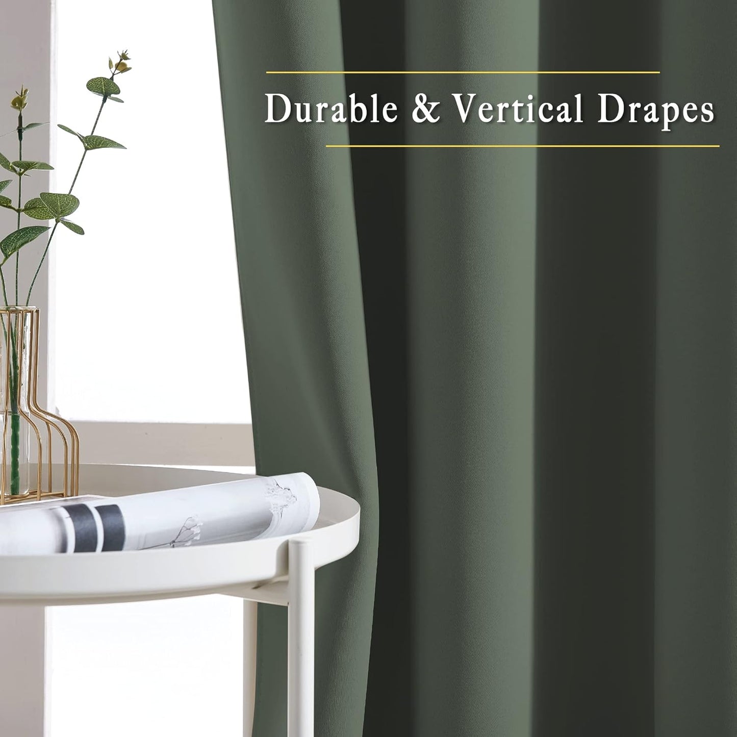 NICETOWN Bedroom Blackout Curtains & Drapes - Window Treatment Thermal Insulated Solid Grommet Voice Reducing for Kitchen/Nursery, Dark Mallard, 1 Pair, W52 x L54
