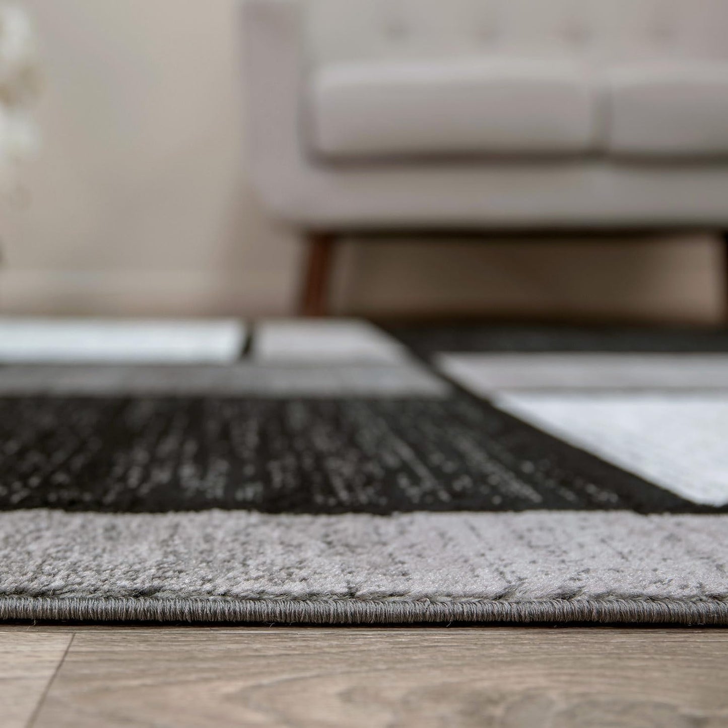 Rugshop Contemporary Modern Boxes for Home Office,Living Room,Bedroom,Kitchen Non Shedding Square Area Rug 6'6" x 6'6" Gray