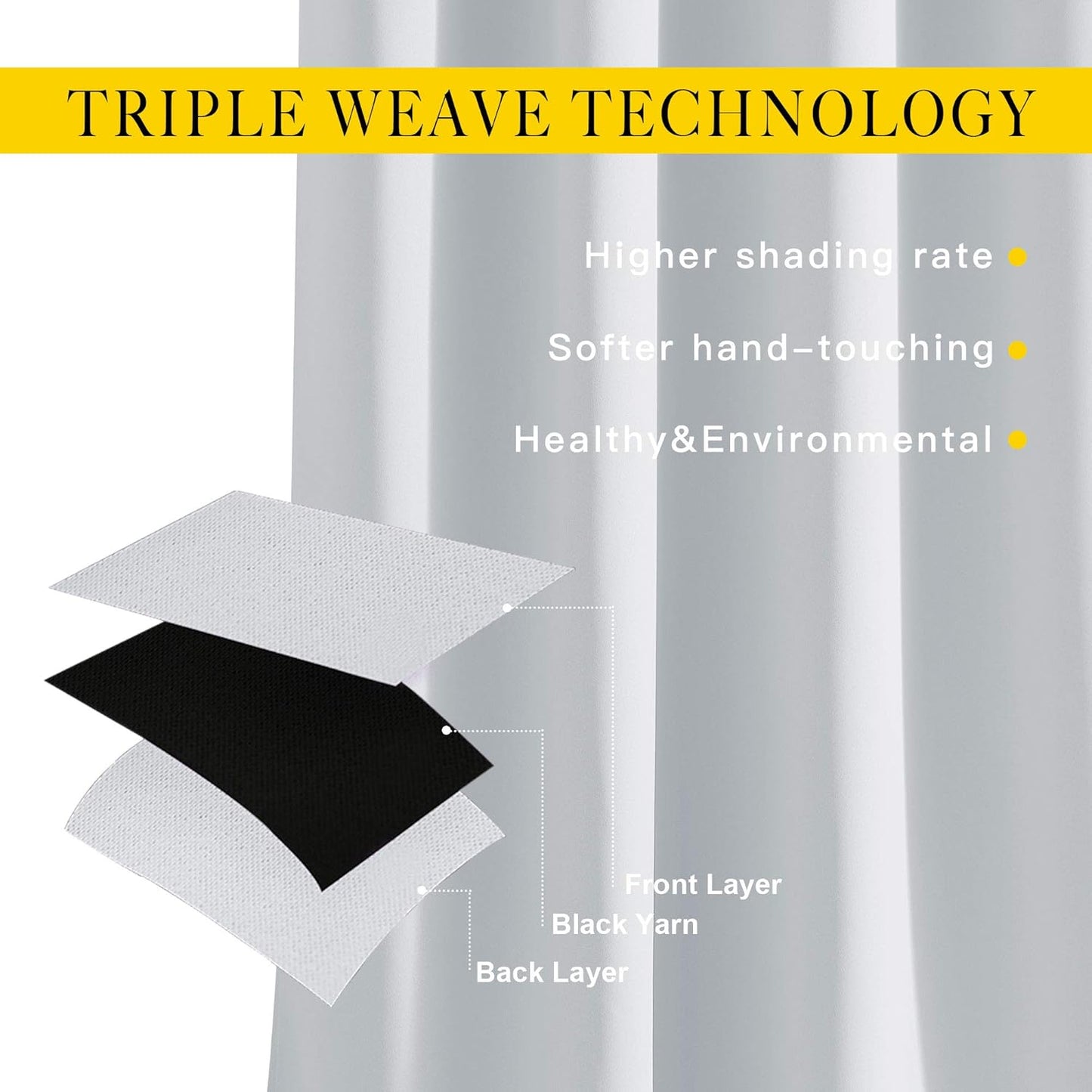 NICETOWN Room Darkening Curtains for Living Room - Easy Care Solid Thermal Insulated Grommet Darkening Curtains/Panels/Drapes for Bedroom (2 Panels, 52 by 72, Greyish White)