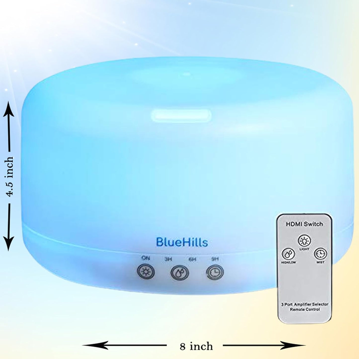 BlueHills Premium 1000 ML XL Essential Oil Diffuser Aromatherapy Humidifier with Remote for Large Room Home 18 Hour Run Huge Coverage Area 1 Liter Mood Lights Extra Large Capacity White D001