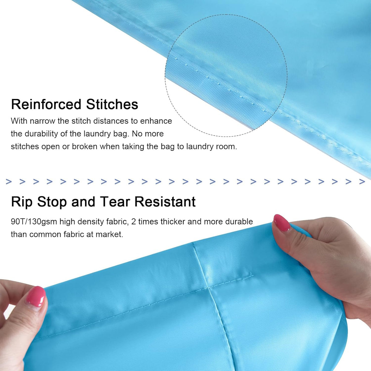 Polecasa Heavy Duty Large Laundry Bag with 130gsm Tear Resistant Fabric and Handles, Easy to Carry Durable Dirty Clothes Drawstring Bag, Perfect for College Dorm,Travel, 2 Pack 28”x36”,Gulf Blue