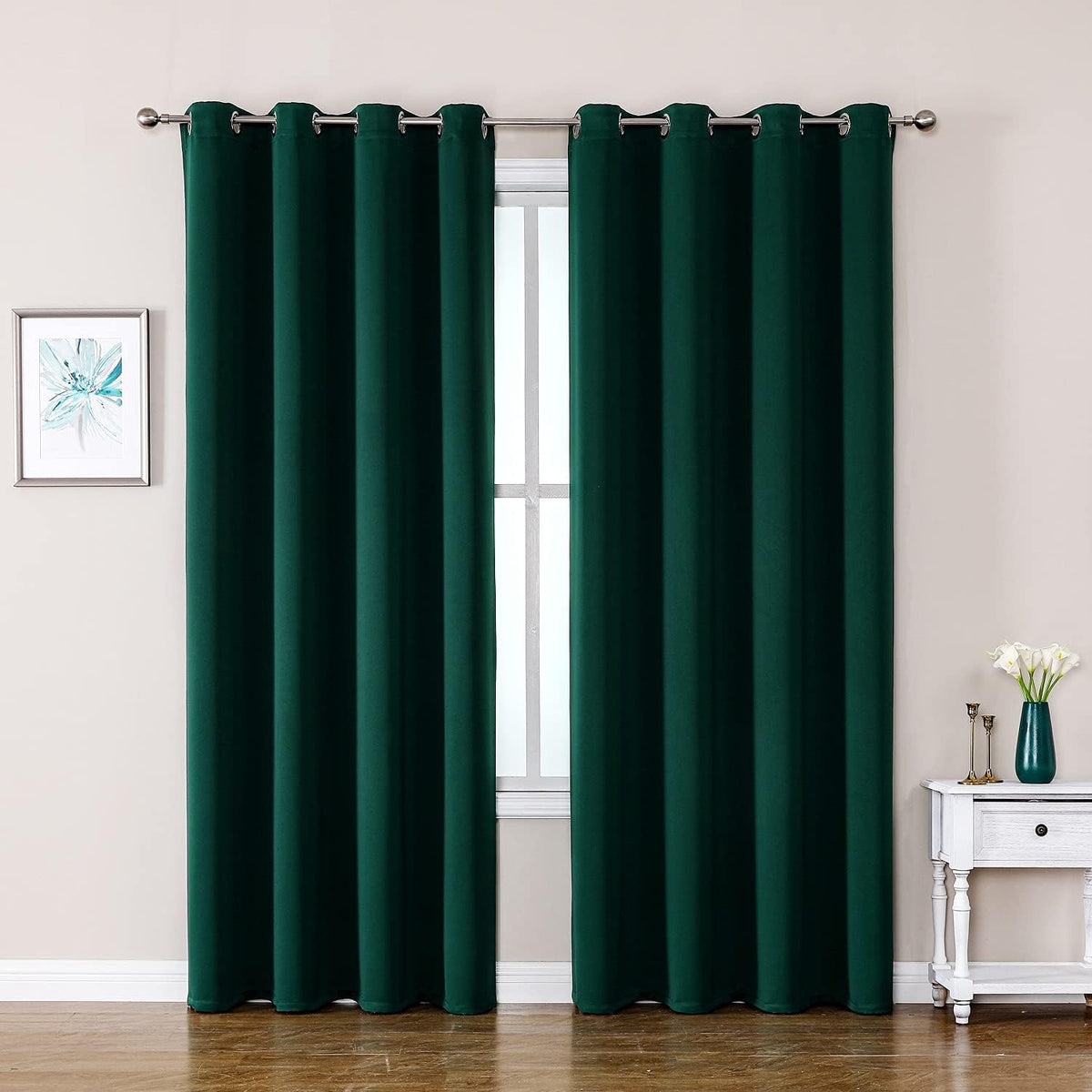 ChrisDowa Blackout Curtains 120 Inches Long 2 Panels Set for Living Room, Grommet Thermal Insulated Room Darkening Curtains for Bedroom (Forest Green, 52 x 120 Inch)
