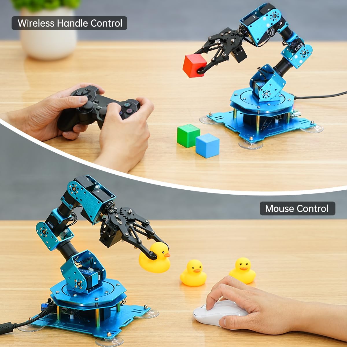 Robotic Arm for Arduino Coding Programming 6DOF STEM Educational Building Robot Arm Kits, 6 AXIS Full Metal Robotic Arm Wireless Controller/PC/App/Mouse Control (Assembled)