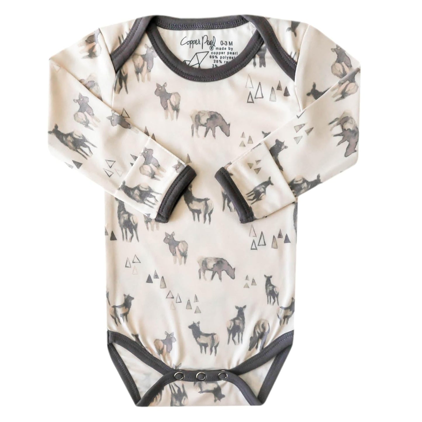 Copper Pearl Long Sleeve Bodysuit Baby: Ultra Soft Baby for Newborns, Boys, and Girls - Stylish, Comfortable, Overlap Shoulders, Premium Knit Fabric - 6-12 Months, Cody