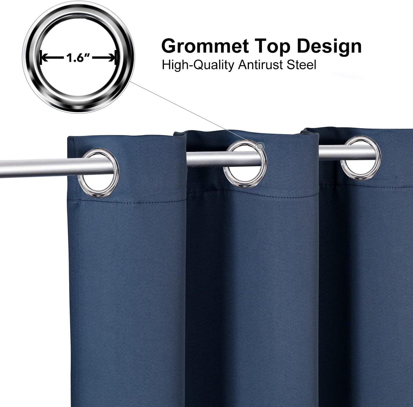 ChrisDowa Grommet Blackout Curtains for Bedroom and Living Room - 2 Panels Set Thermal Insulated Room Darkening Curtains (Stone Blue, 38W x 45L)