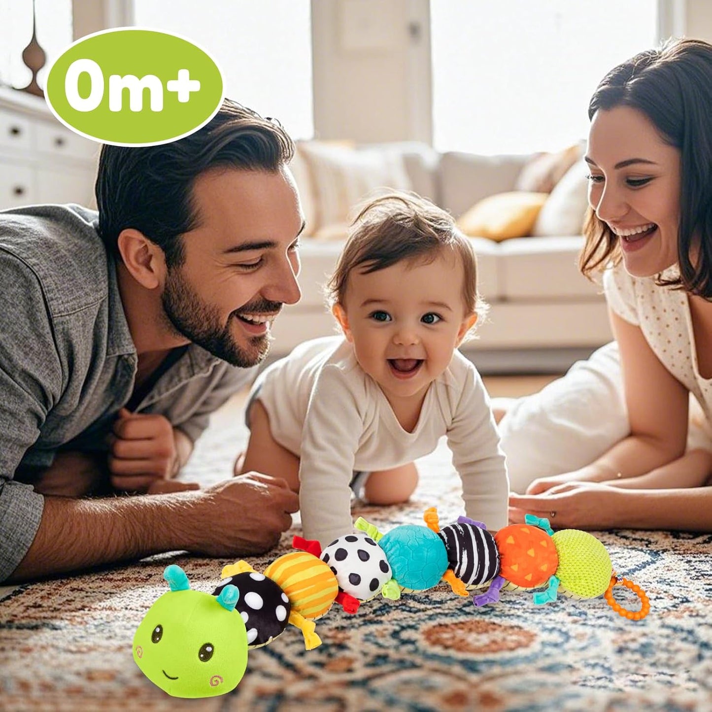 Baby Stuffed Animal Toys for 0-6 6-12 Months, Baby Musical Caterpillar Tummy Time Toys for Babies 3 6 9 12 18 Months, Newborn Infant Sensory Toys Christmas Gifts Stocking Stuffers