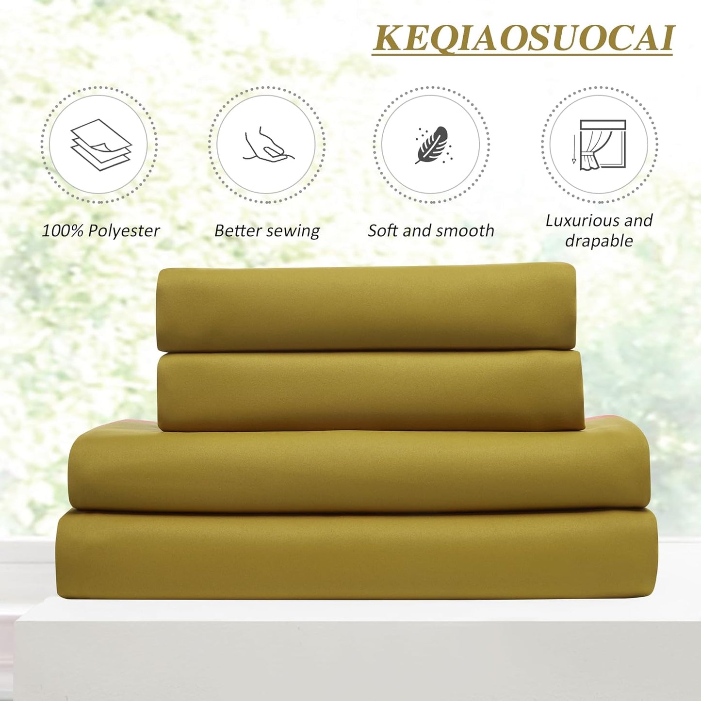 KEQIAOSUOCAI Yellow Pinch Pleated Curtains 63 Inch Length 2 Panels Set Noise Cancelling Window Drapes for Nursery Bedroom Living Room 40x63