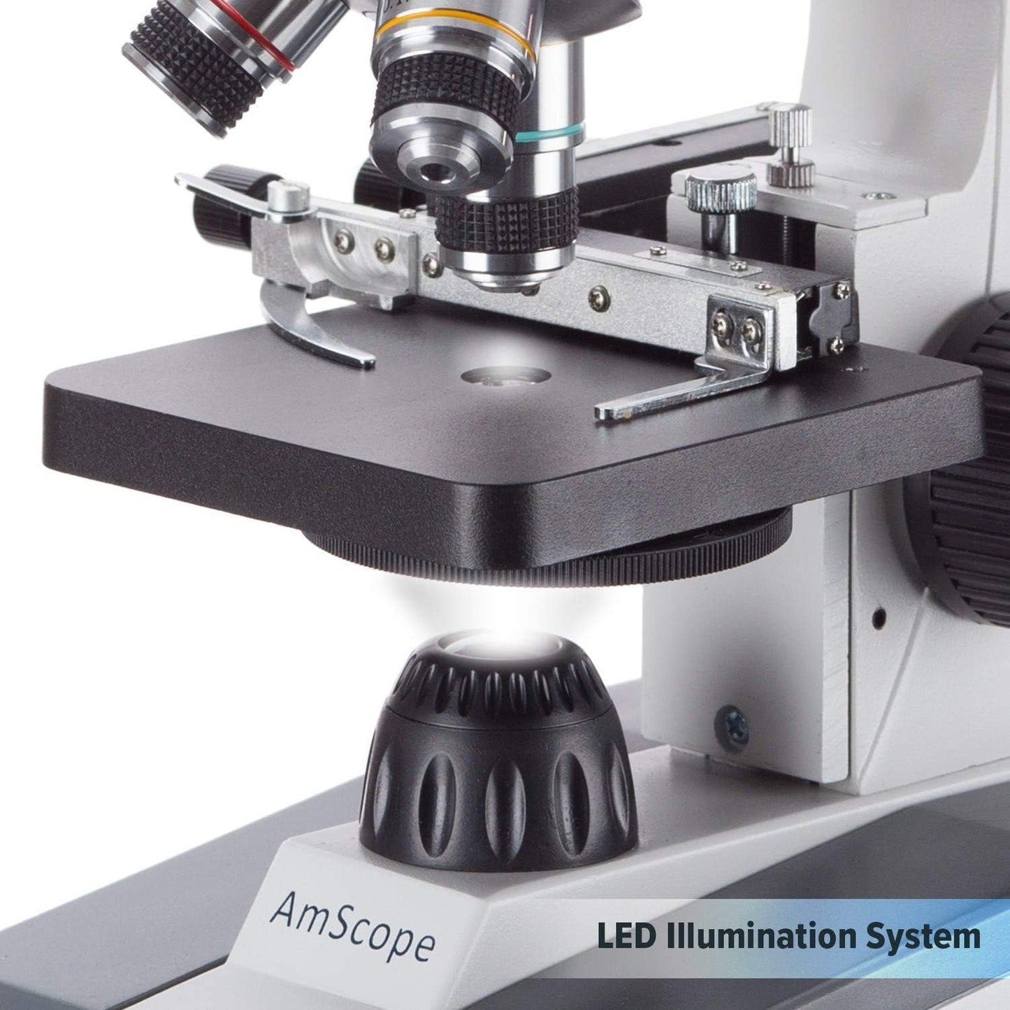 AmScope M150C-SP14 40X-1000X Portable Student Microscope with Slide Preparation Kit