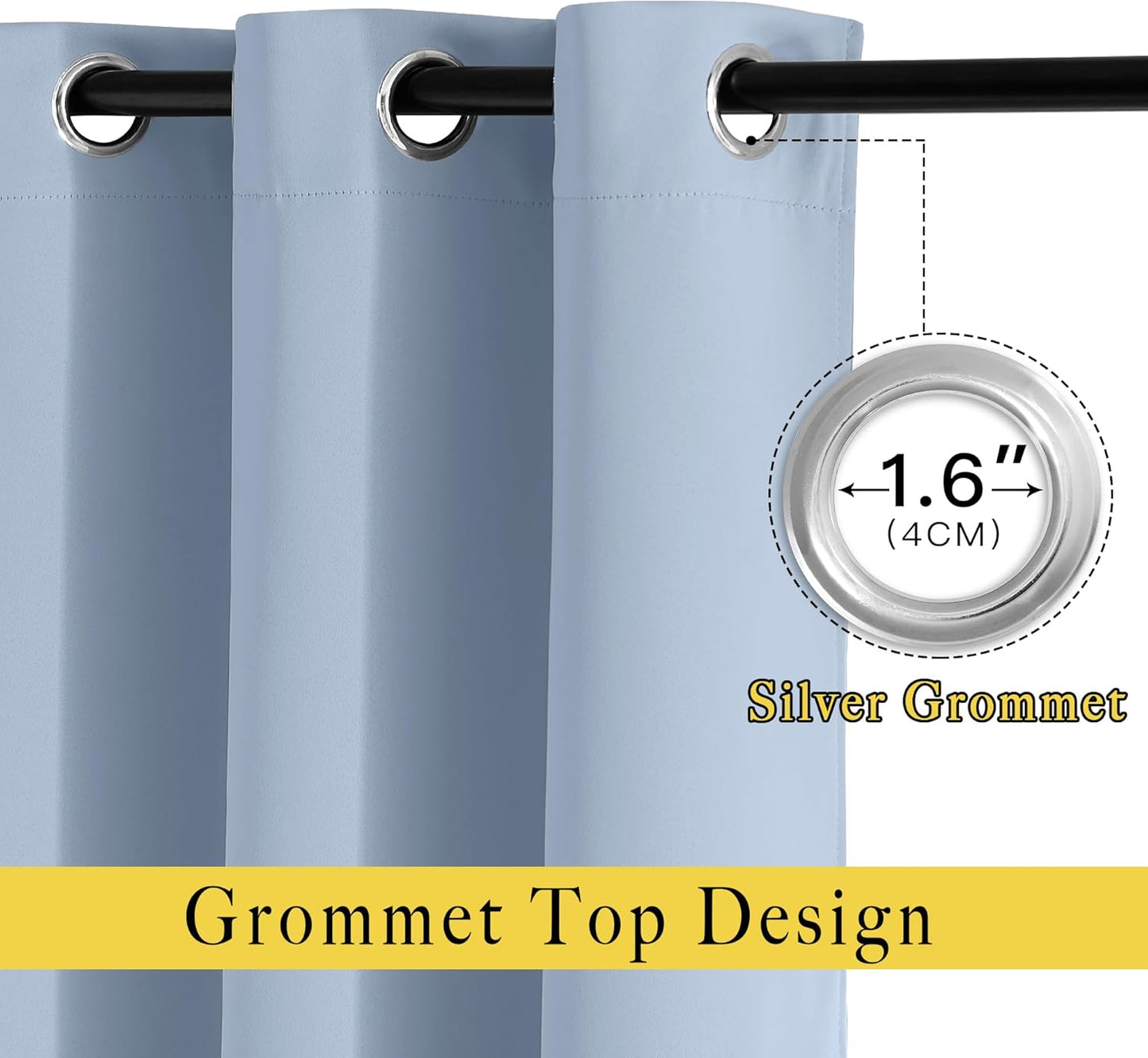 NICETOWN Blackout Curtains and Drapes for Kitchen - Thermal Insulated Solid Grommet Top Blackout Panels/Draperies for Kid's Room (Vintage Blue, 1 Pair, 46 x 54 Inch)