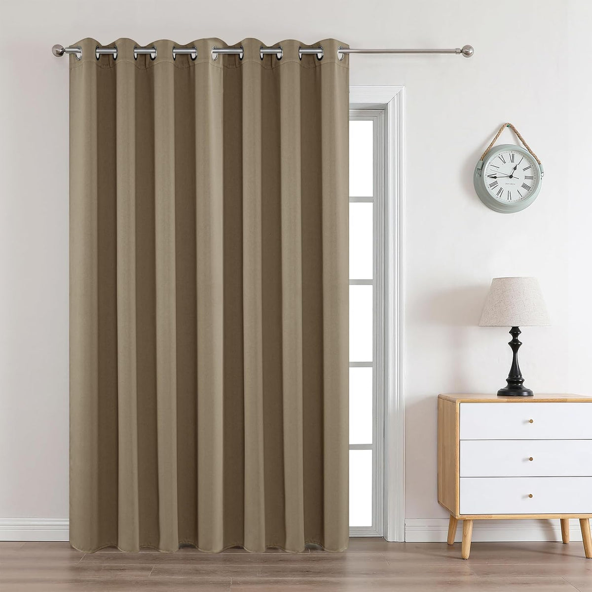 Joydeco Khaki Custom Solid Single Blackout Curtain for Bedroom and Living Room, Grommet Thermal Insulated Room Darkening Curtain 1 Panel (Custom Size,Khaki)