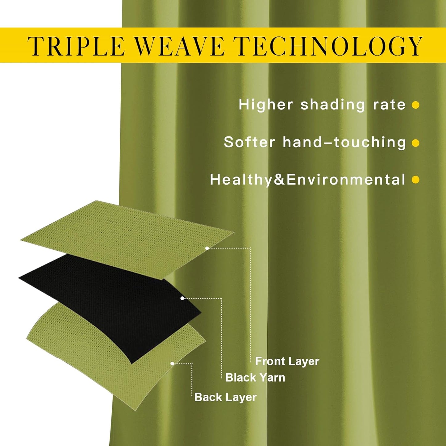 NICETOWN Room Darkening Curtains and Drapes for Window 95" L - Triple Weave Energy Saving Thermal Insulated Solid Grommet Room Darkening Panels for Patio (80" Wide per Panel, 2 Panels, Fresh Green)