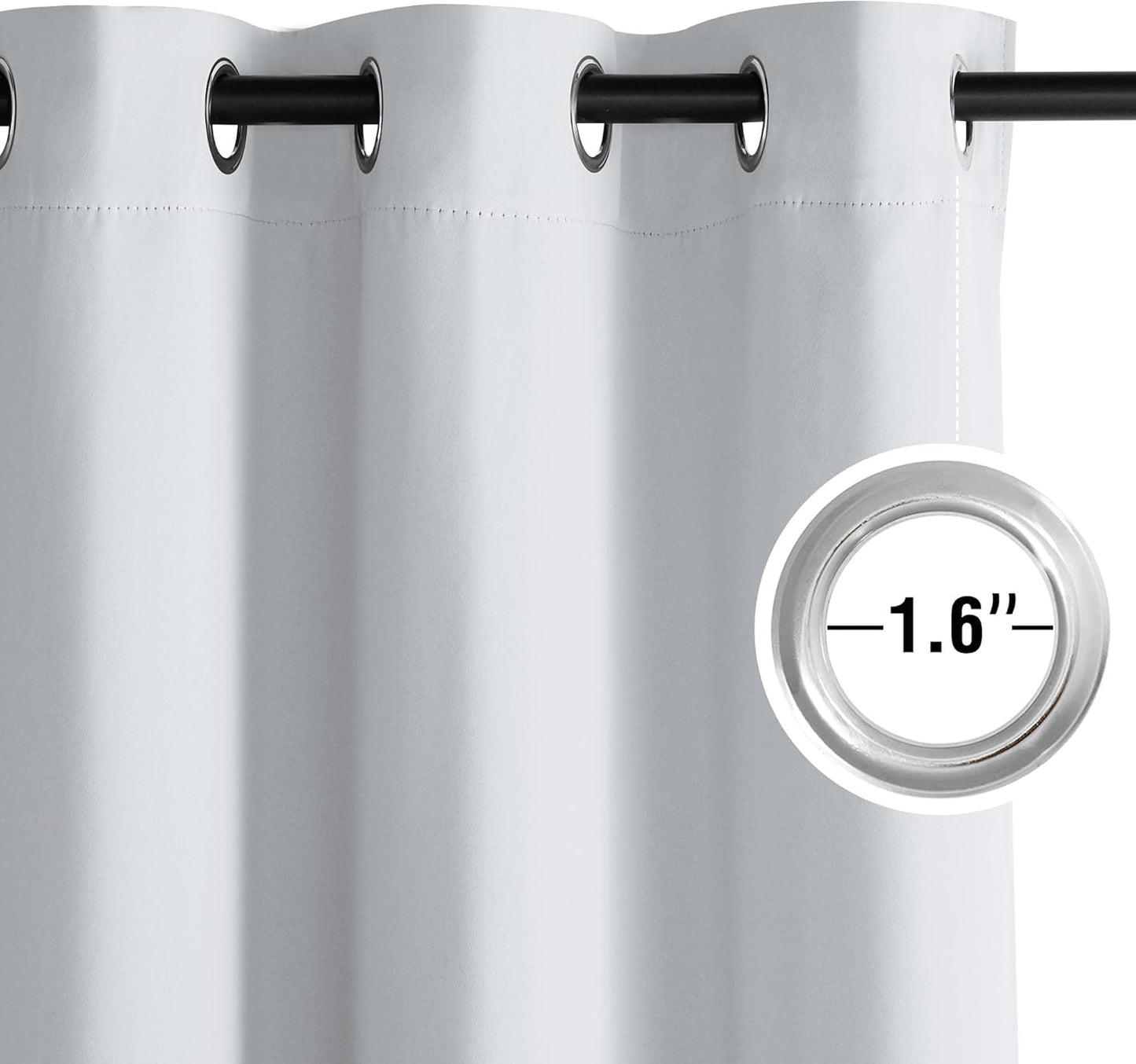 NICETOWN Greyish White Curtains 84 inches Long 2 Panels Set, Thermal Insulated Grommet Curtains, Easy Clean Light Blocking Shades for Living Room, Bathroom, Window, Holiday Decor, Kids Room
