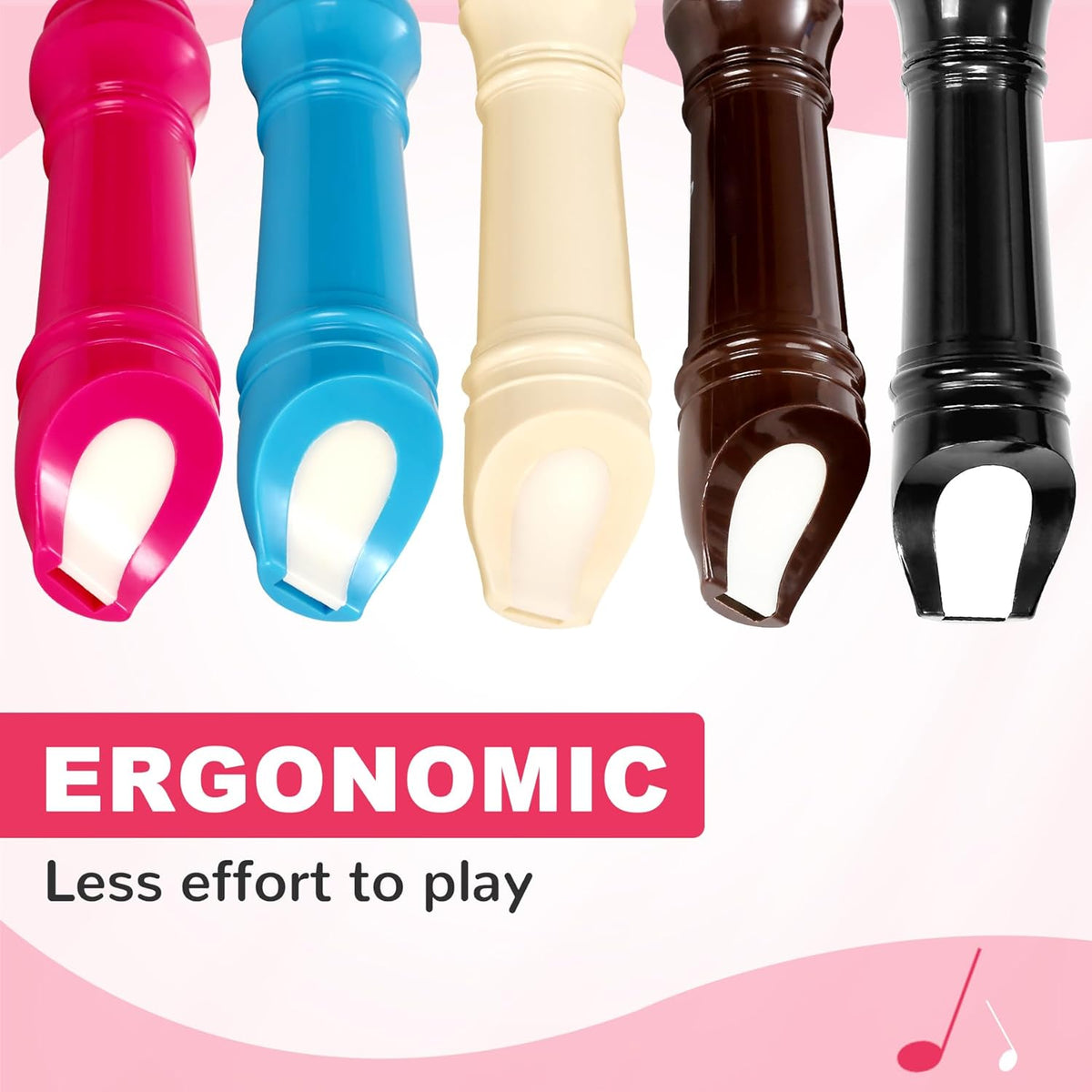 Soprano Recorder Instrument for Kids Student - German Fingering 8 Hole Flute ABS Descant Recorders for Beginners 3pcs Removable with Cleaning Rod and Storage Bag, Black