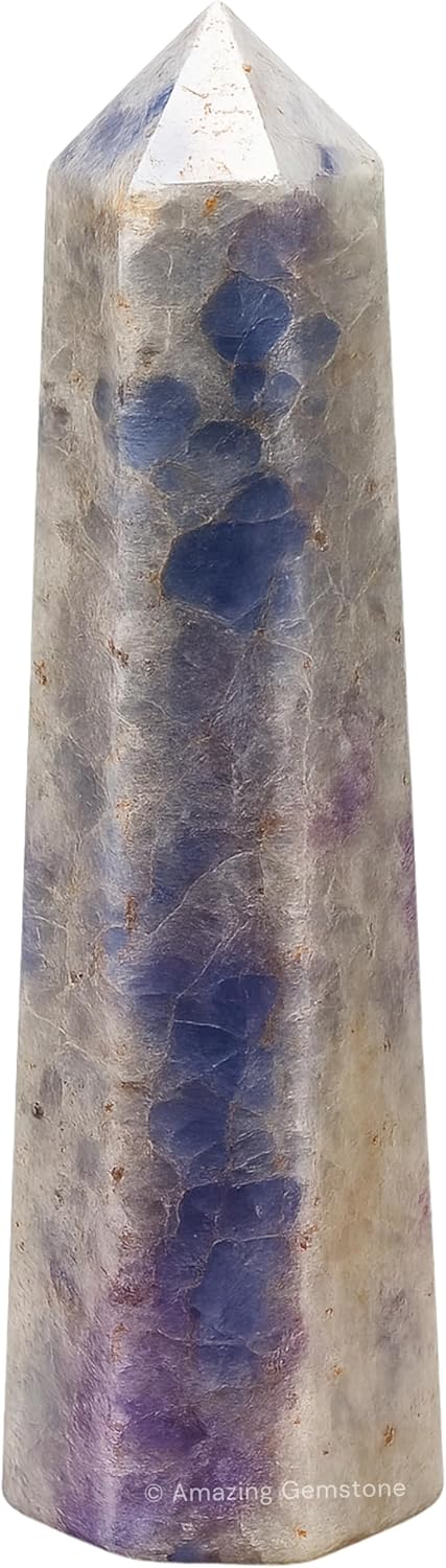 Amazing Gemstone Hackmanite Fluorescent Sodalite Crystal Towers - Natural Healing Crystal Point Obelisk for Reiki Healing and Crystal Grid (2 Inch to 3 Inch)