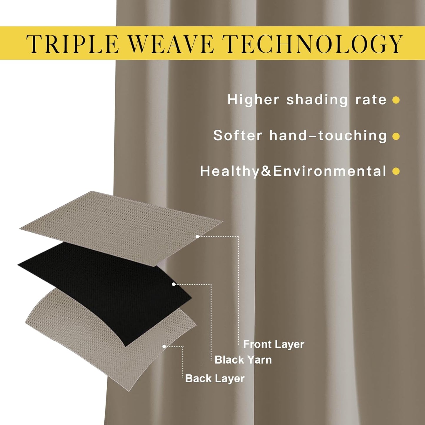 NICETOWN Room Darkening Curtains Panels for Bedroom - Energy Saving Thermal Insulated Solid Ring Top Light Blocking Window Drapes for Flat (Taupe, 2 Panels, 66 x 72 Inch)