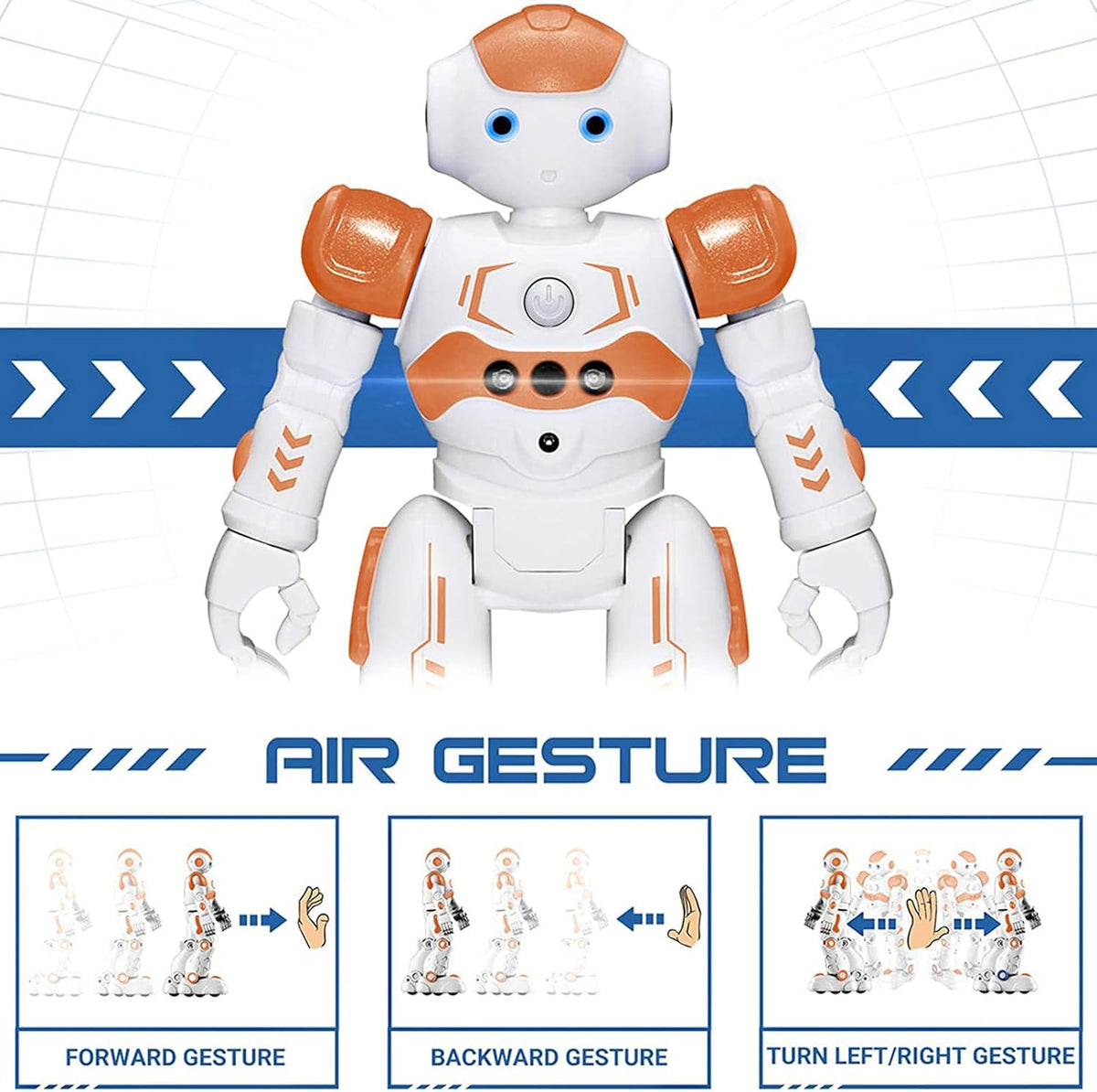 KingsDragon RC Robot Toys for Kids, Gesture & Sensing Programmable Remote Control Smart Robot for Age 3 4 5 6 7 8 Year Old Boys Girls Birthday Gift Present,Orange