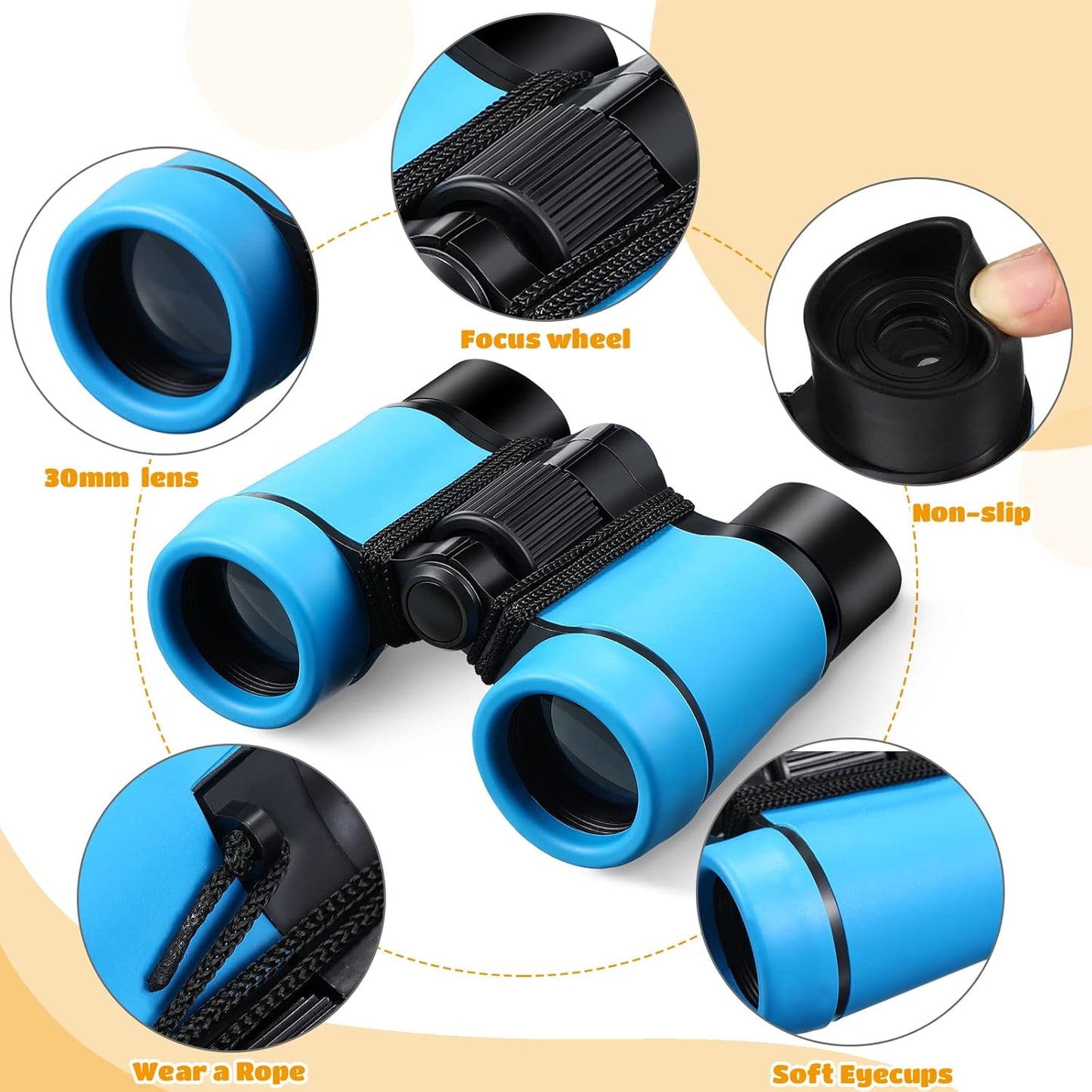 6 Pack Kids Binoculars Shock Proof Toy Binoculars Set for Age 6 Years Boys Girls Hunting Folding Small Telescope Birthday Gifts Bird Watching Educational Learning Camping Outdoor (Cute Colors)